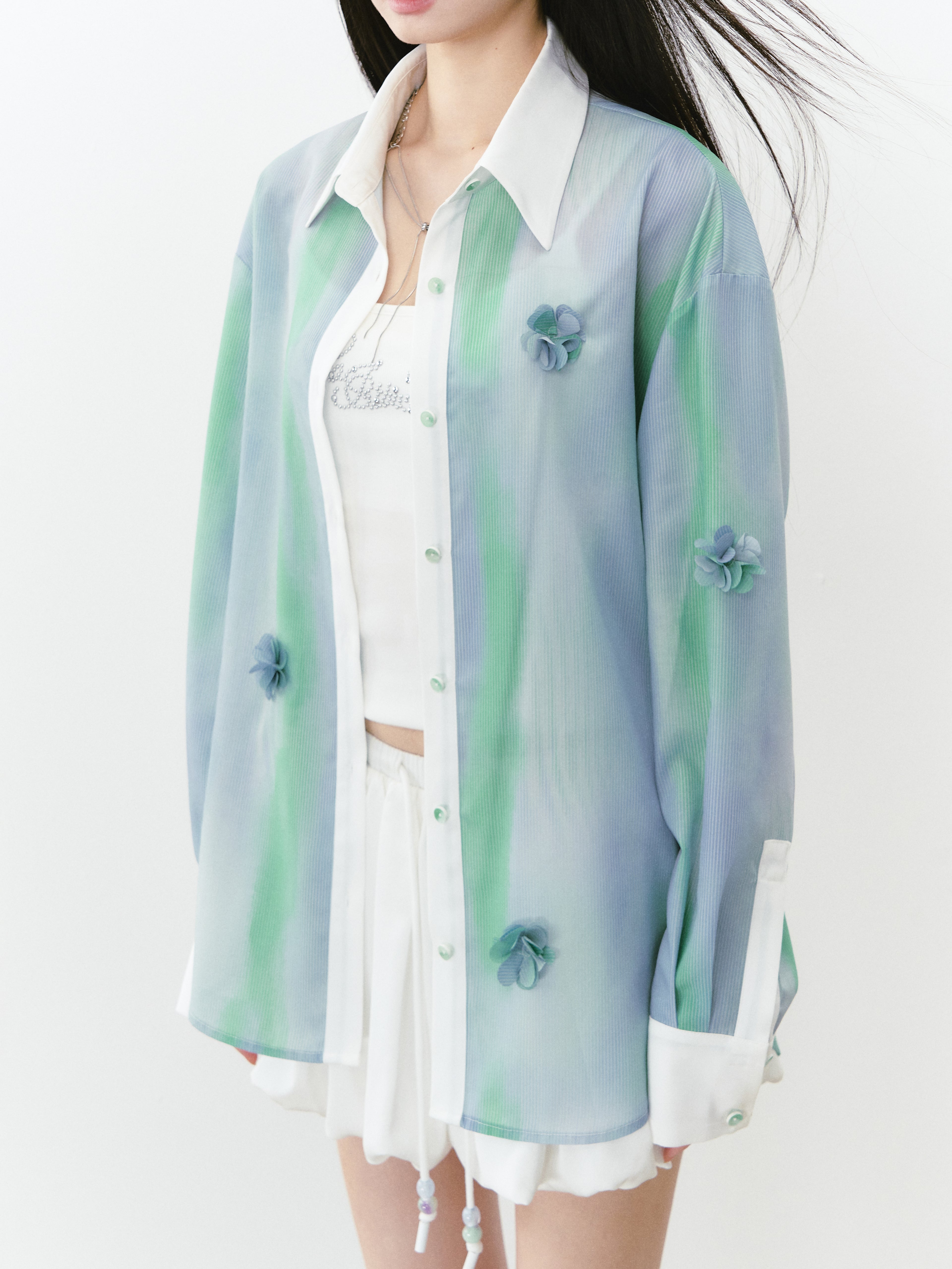 VIA PITTI VIABT222 Flower flowing sun shading shirt