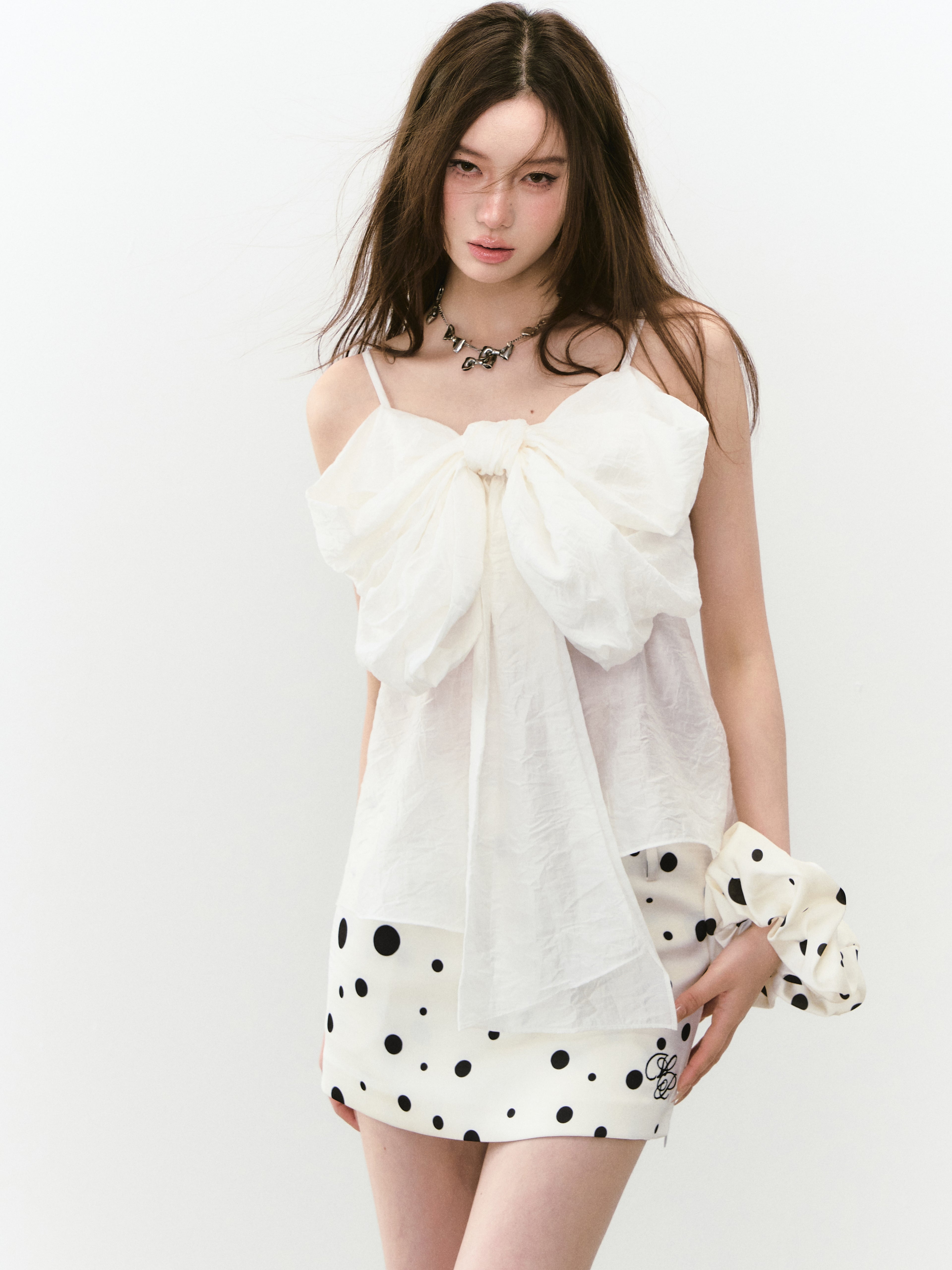 VIA PITTI VIABTP265 Bow pleated lightweight camisole vest (2color)