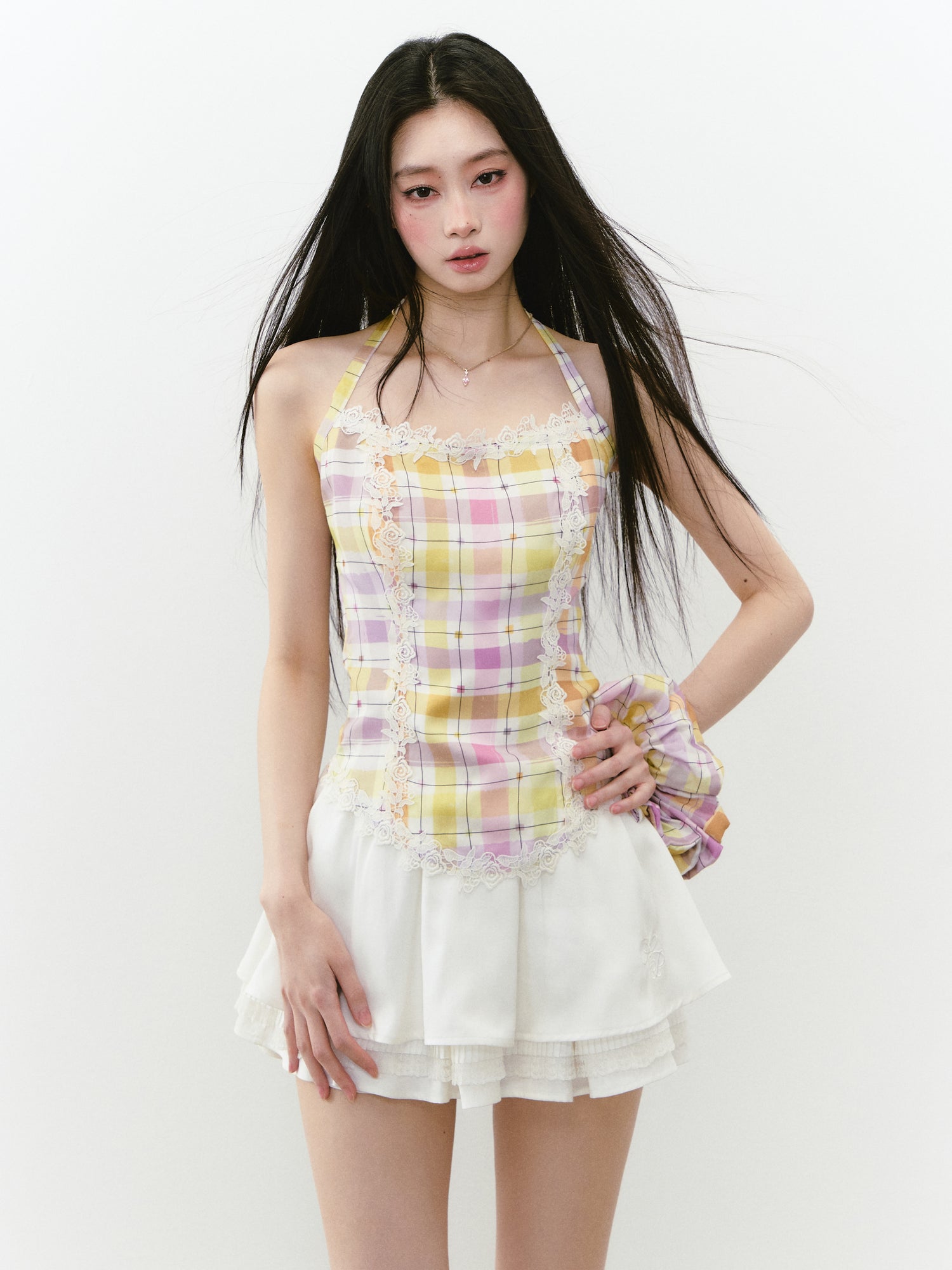 VIA PITTI VIABS244 Multi layered lace patchwork skirt