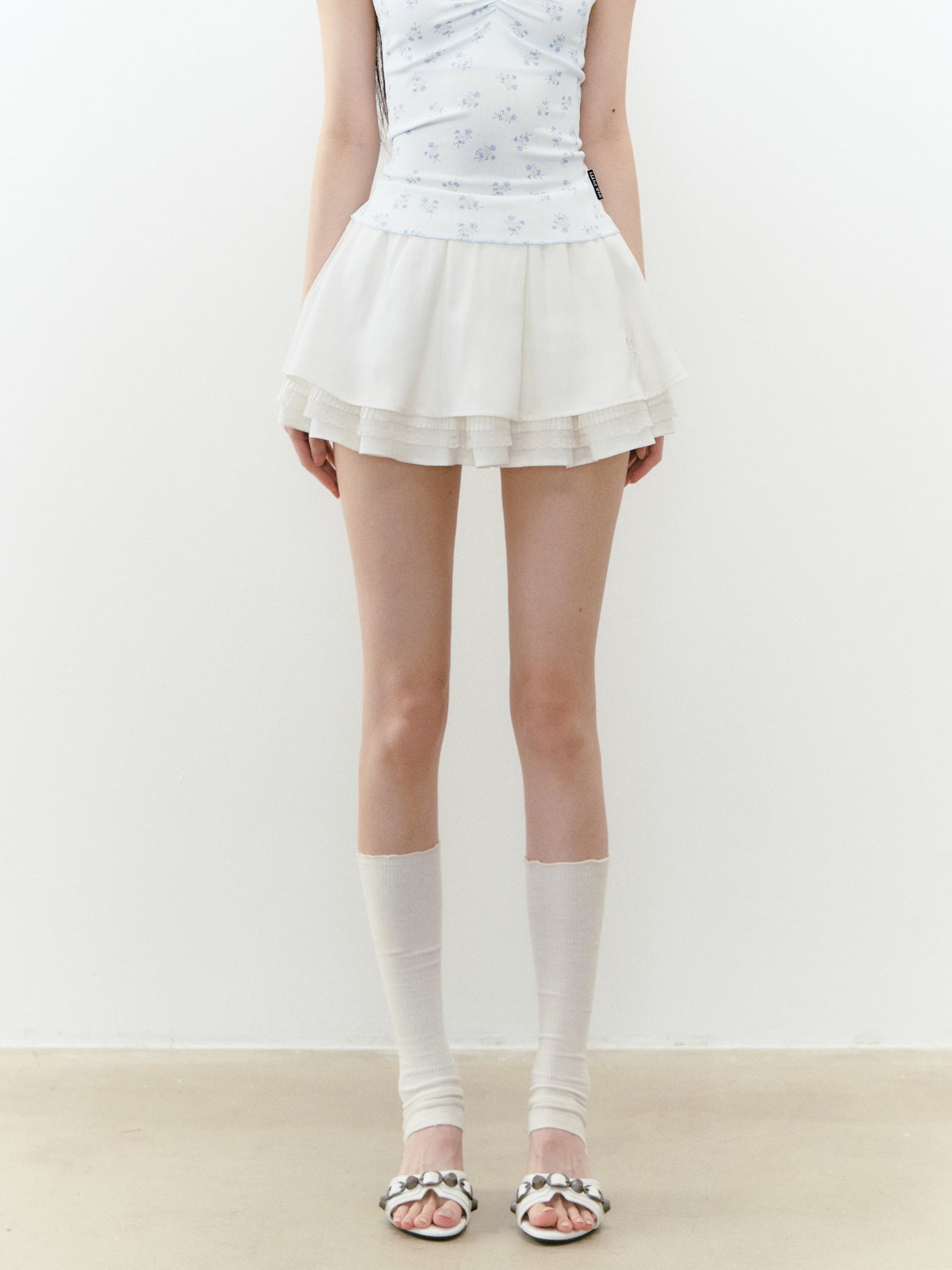 VIA PITTI VIABS244 Multi layered lace patchwork skirt