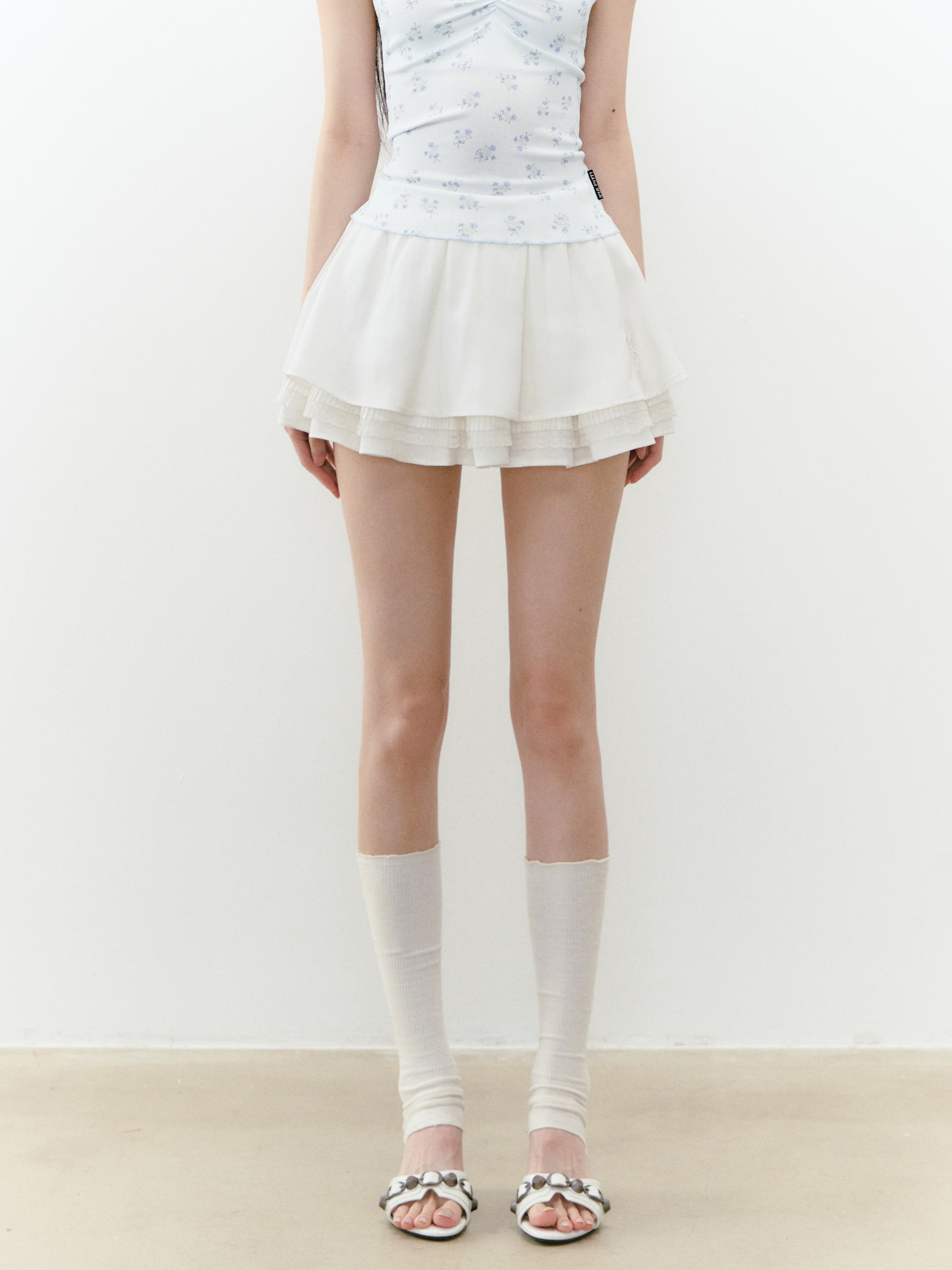 VIA PITTI VIABS244 Multi layered lace patchwork skirt