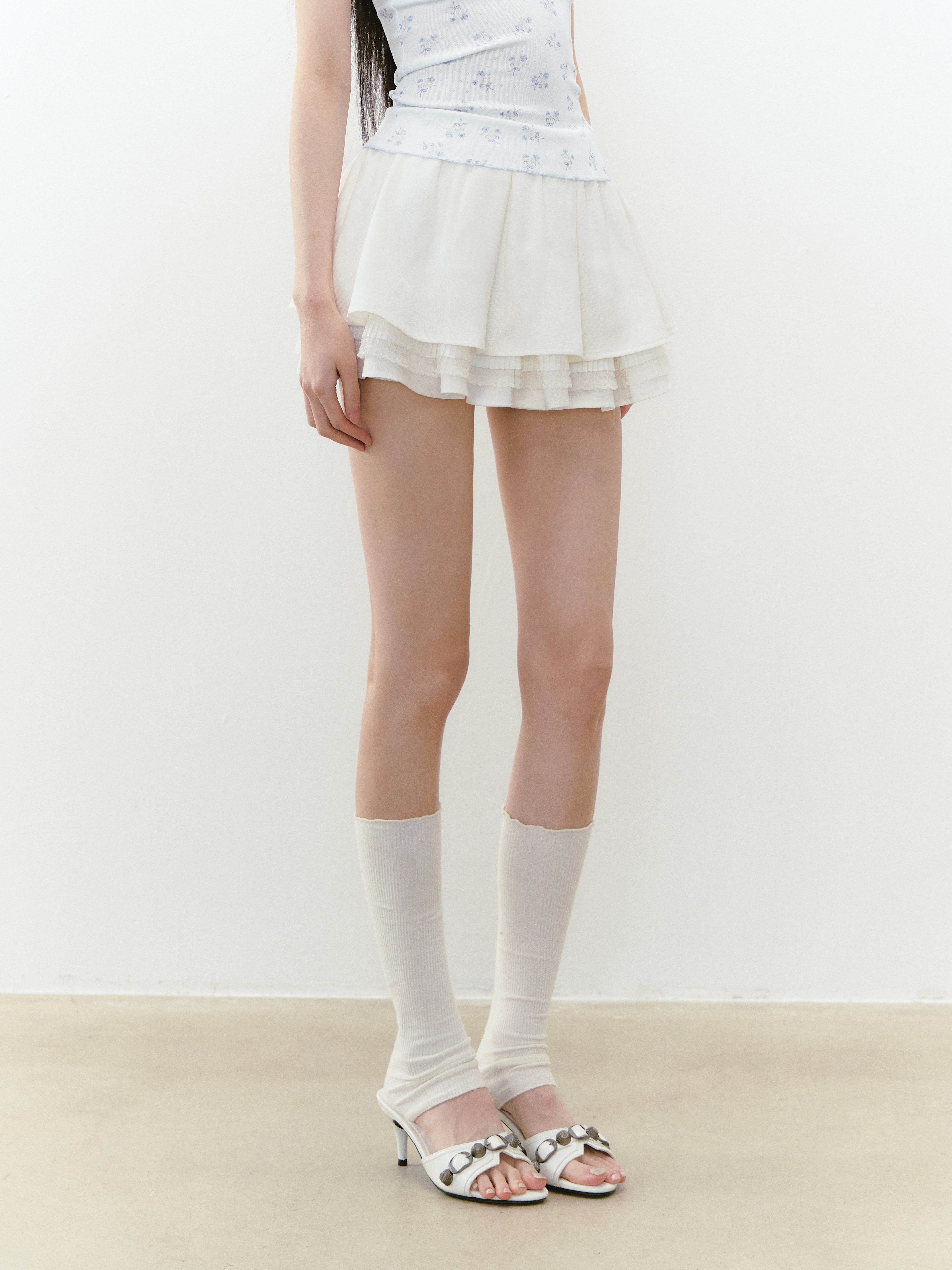 VIA PITTI VIABS244 Multi layered lace patchwork skirt
