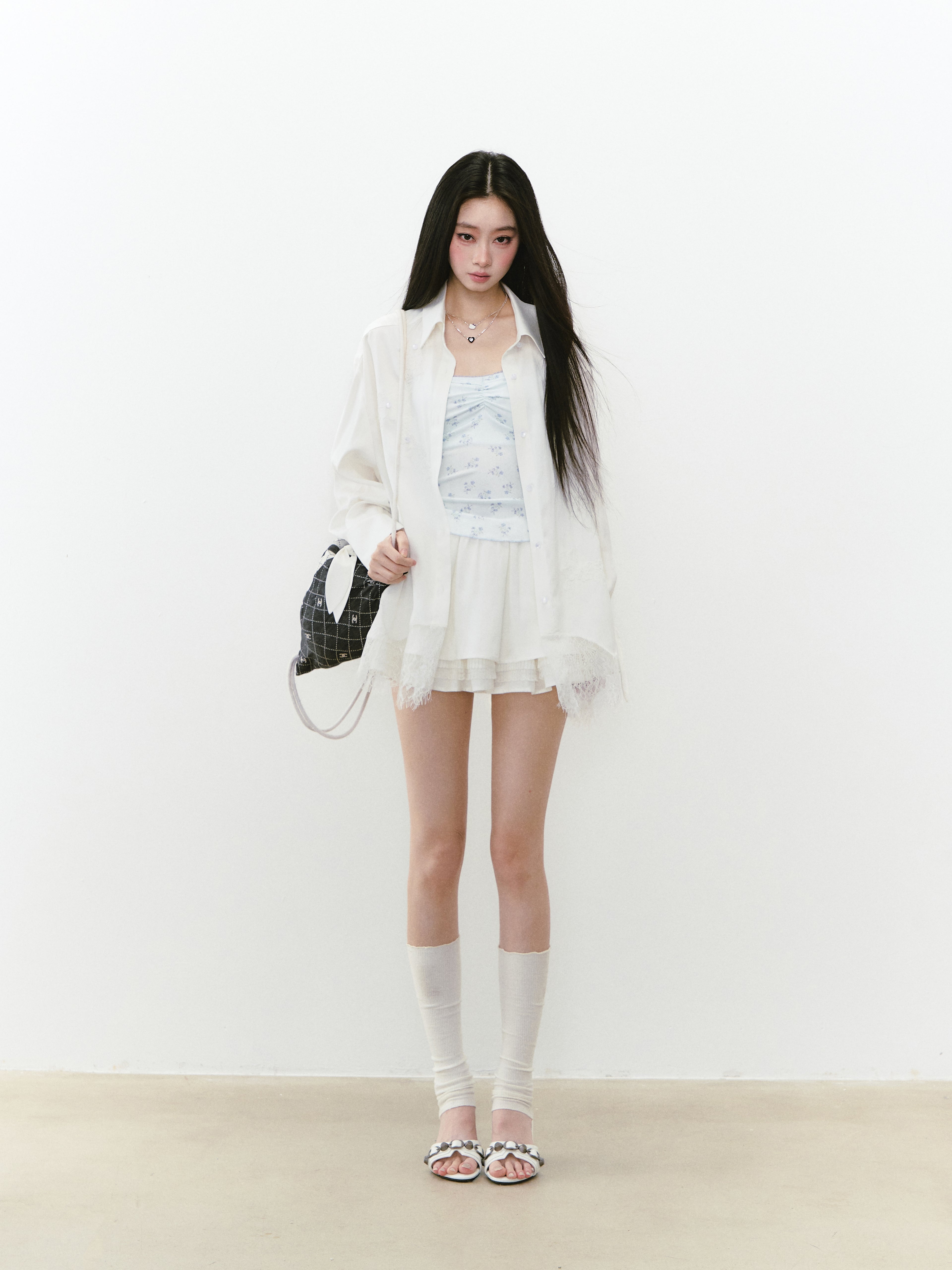 VIA PITTI VIABT221 Mesh fabric lace sunscreen shirt