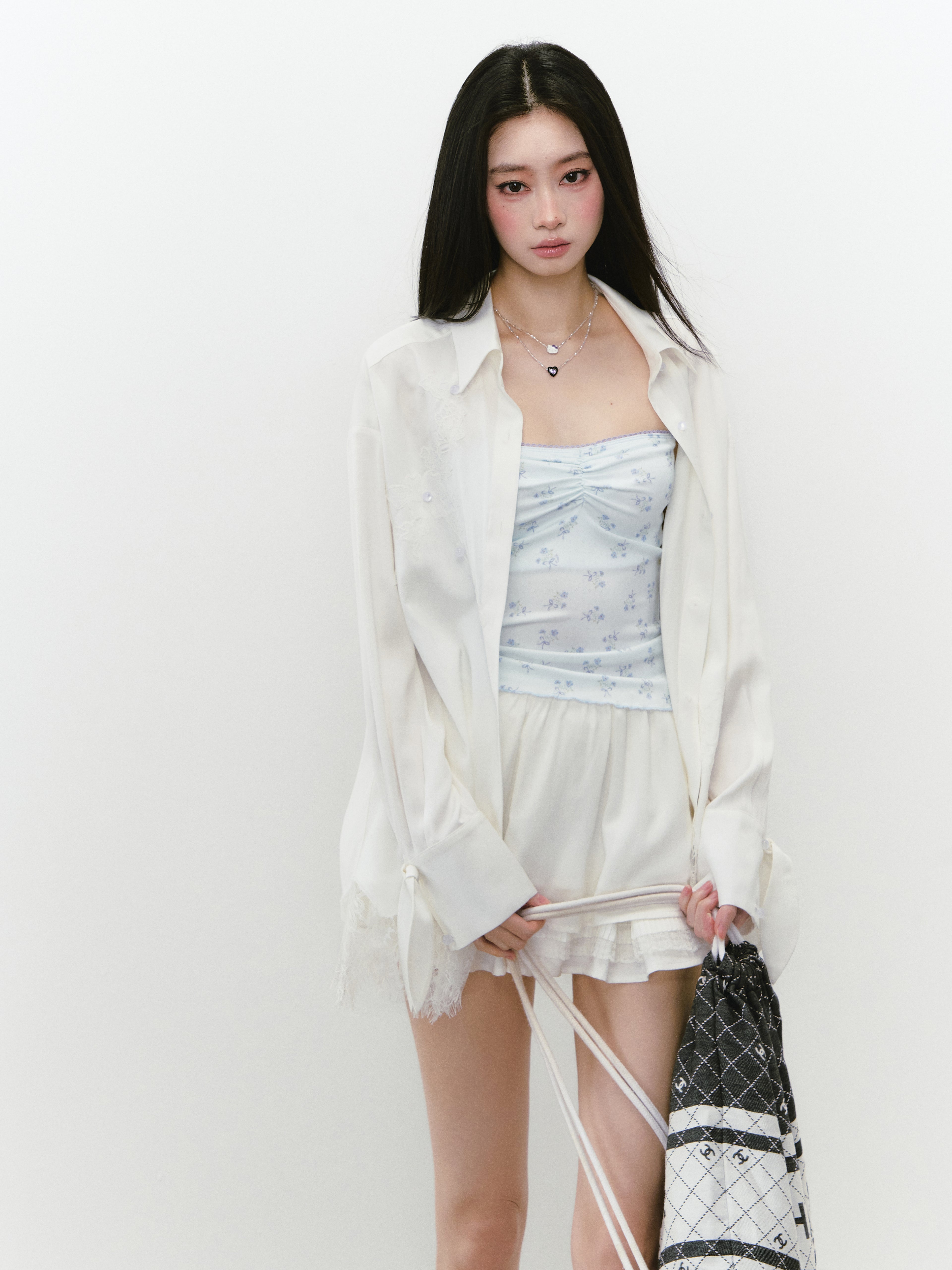 VIA PITTI VIABT221 Mesh fabric lace sunscreen shirt
