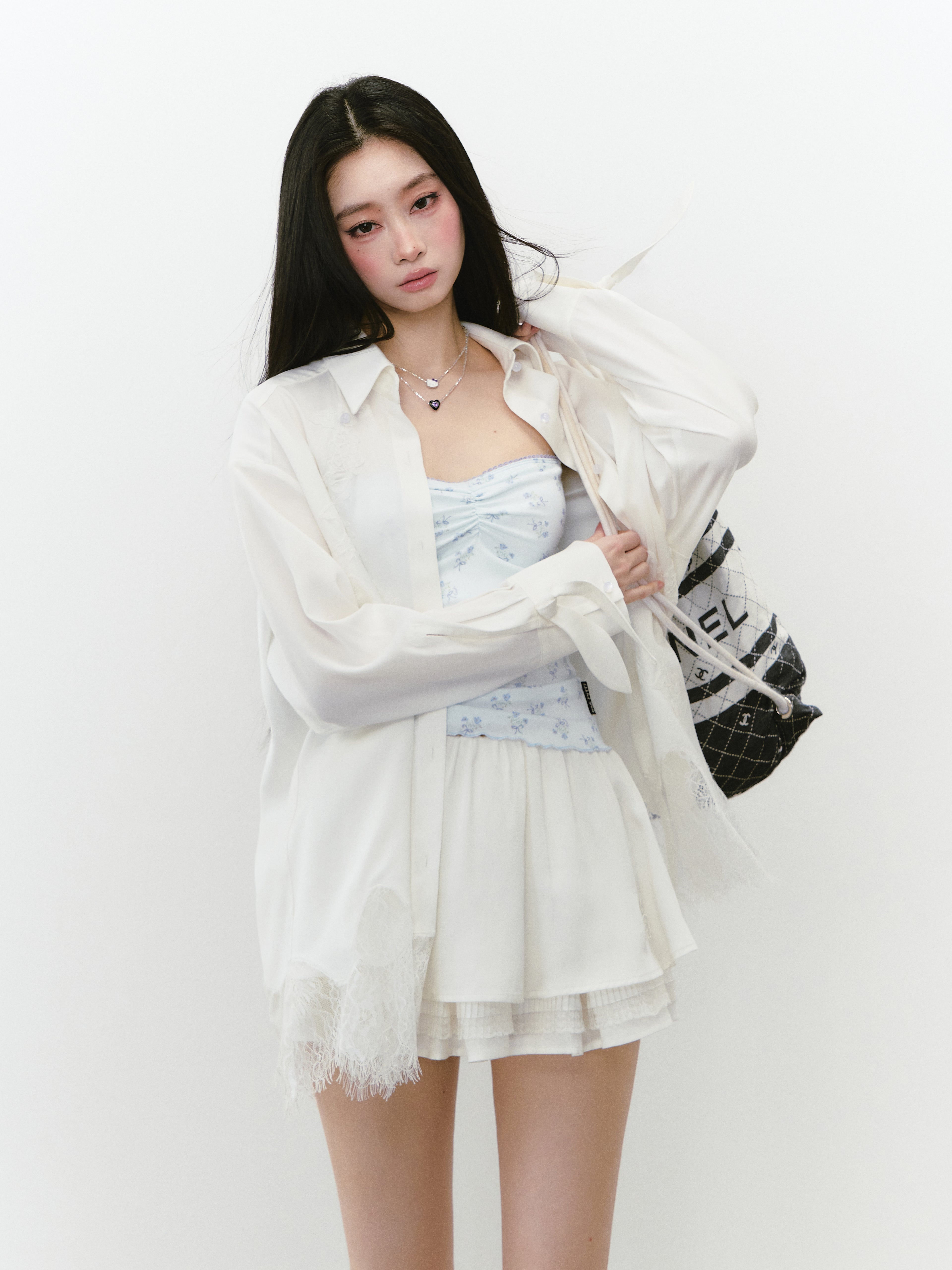 VIA PITTI VIABT221 Mesh fabric lace sunscreen shirt