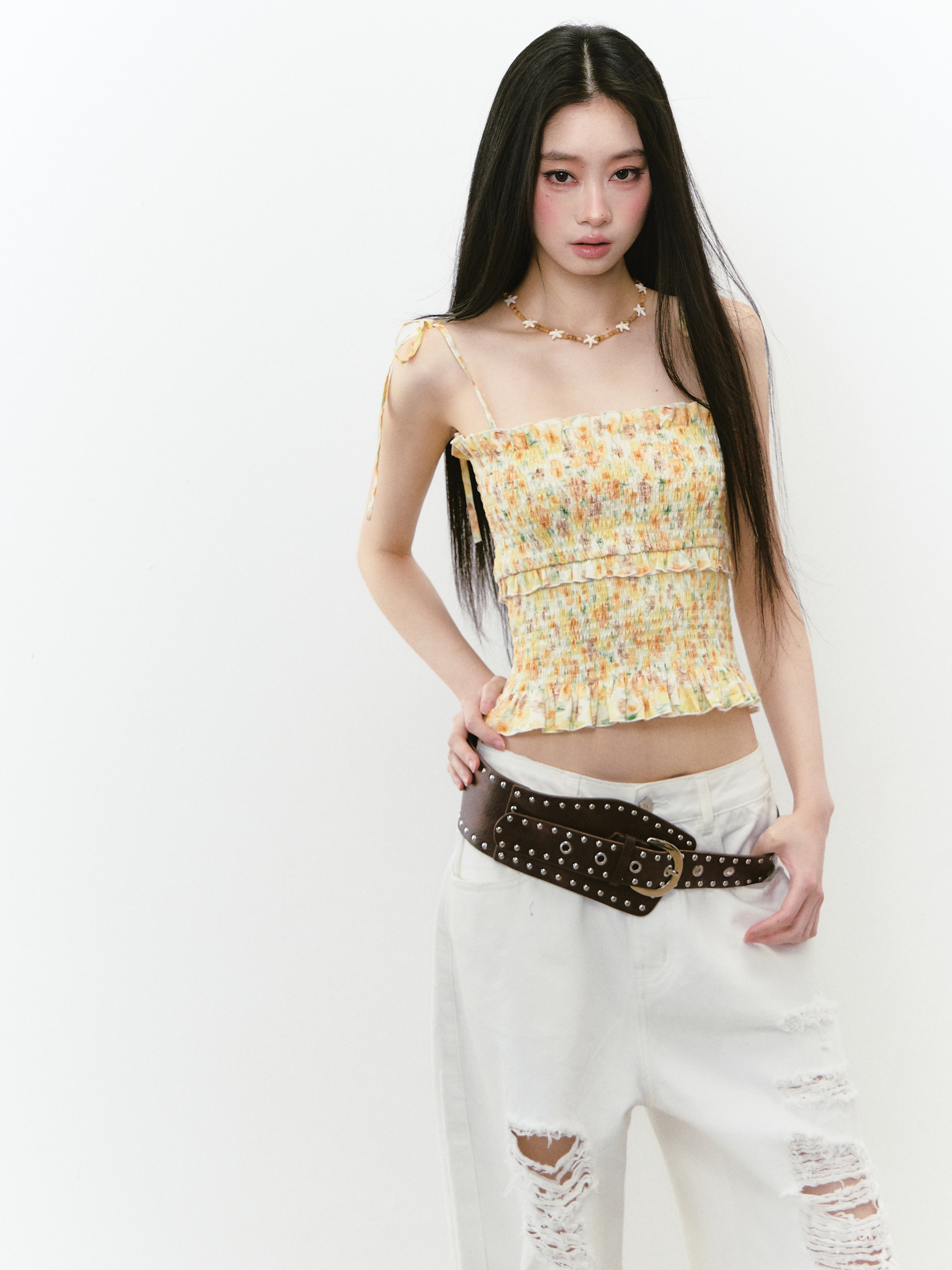 VIA PITTI VIABTP240 Pleated lace camisole vest (2color)