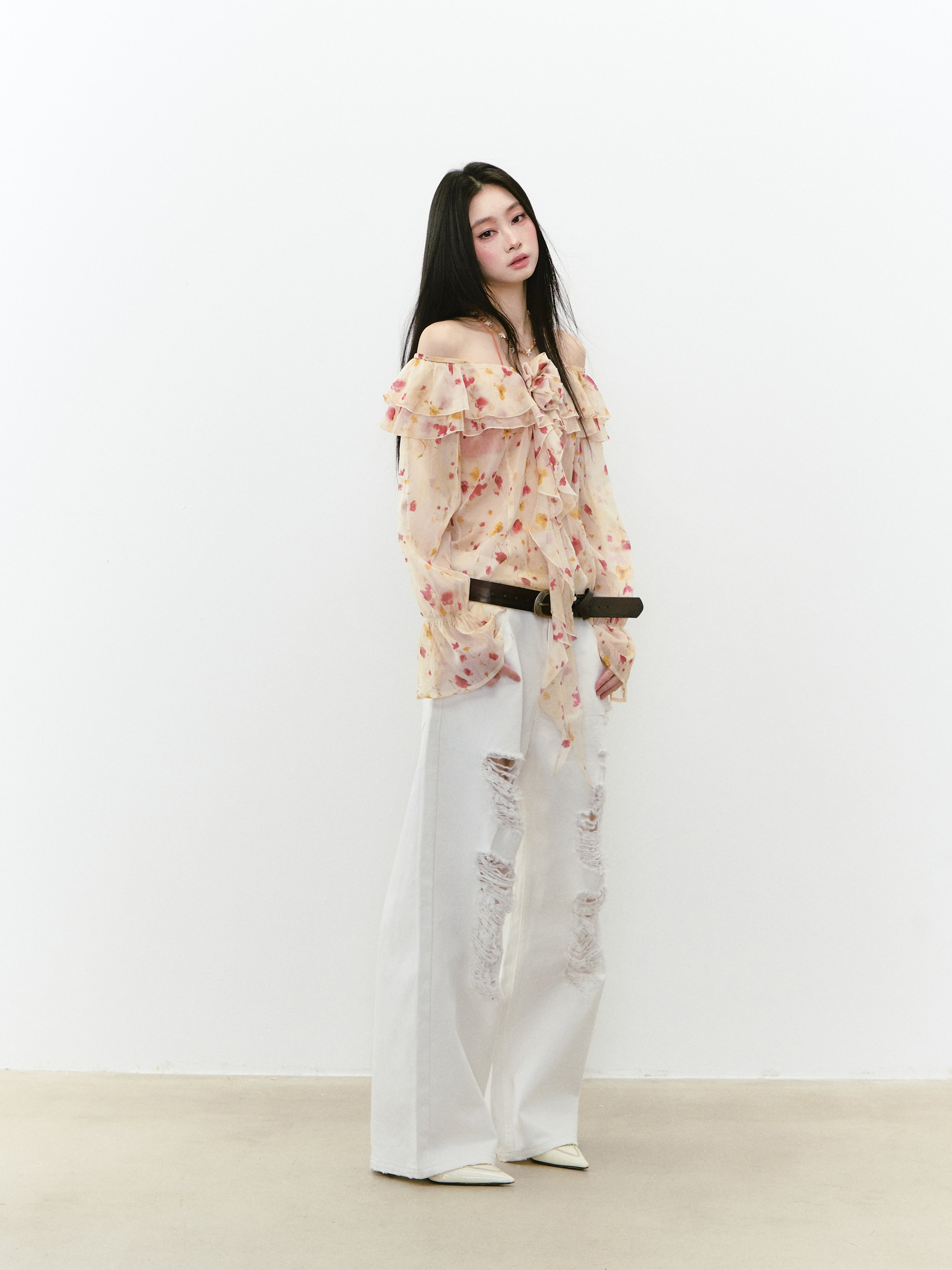 VIA PITTI VIABTP202 Flower off-shoulder sunshade top