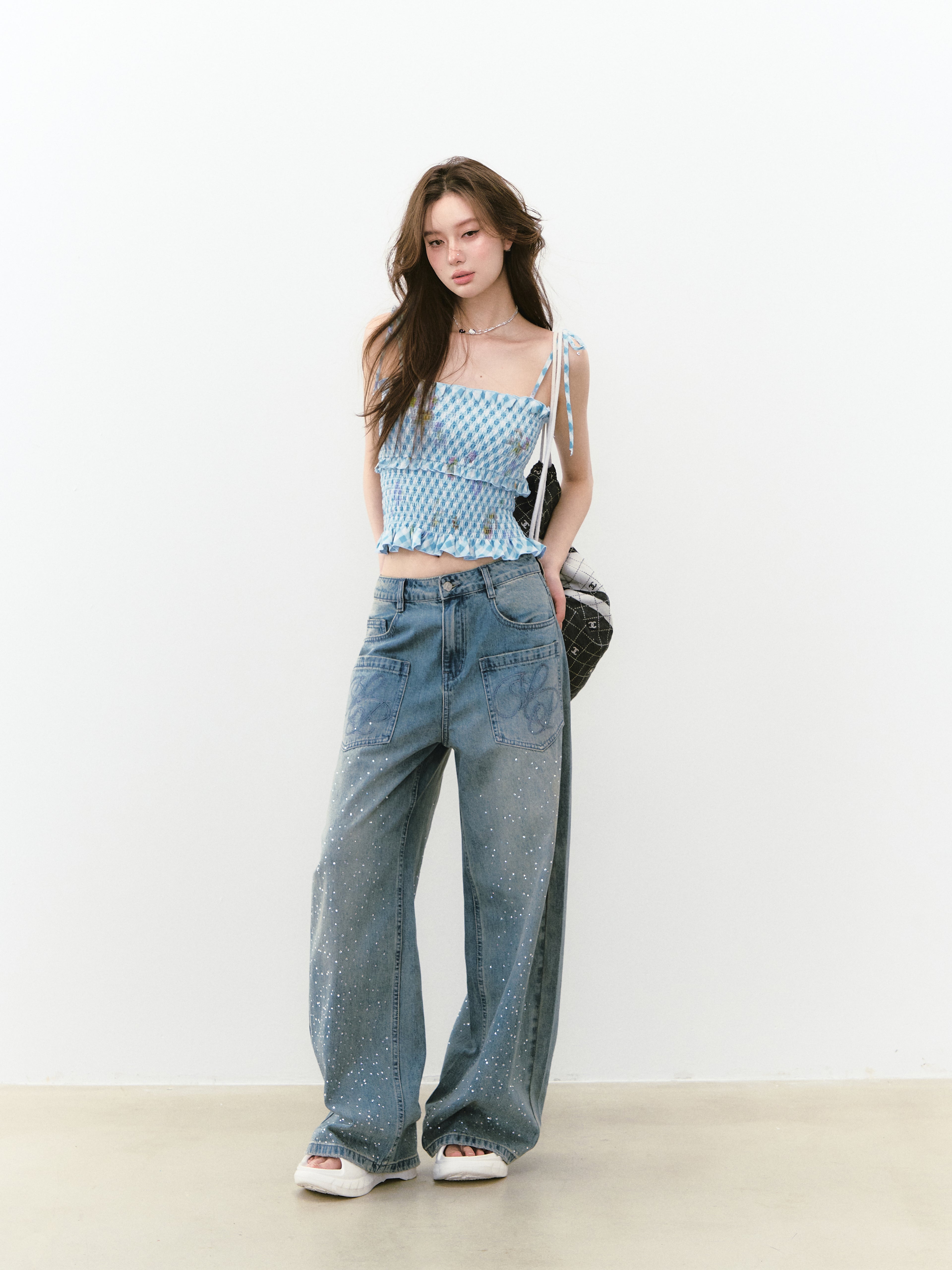 VIA PITTI VIABTP240 Pleated lace camisole vest (2color)