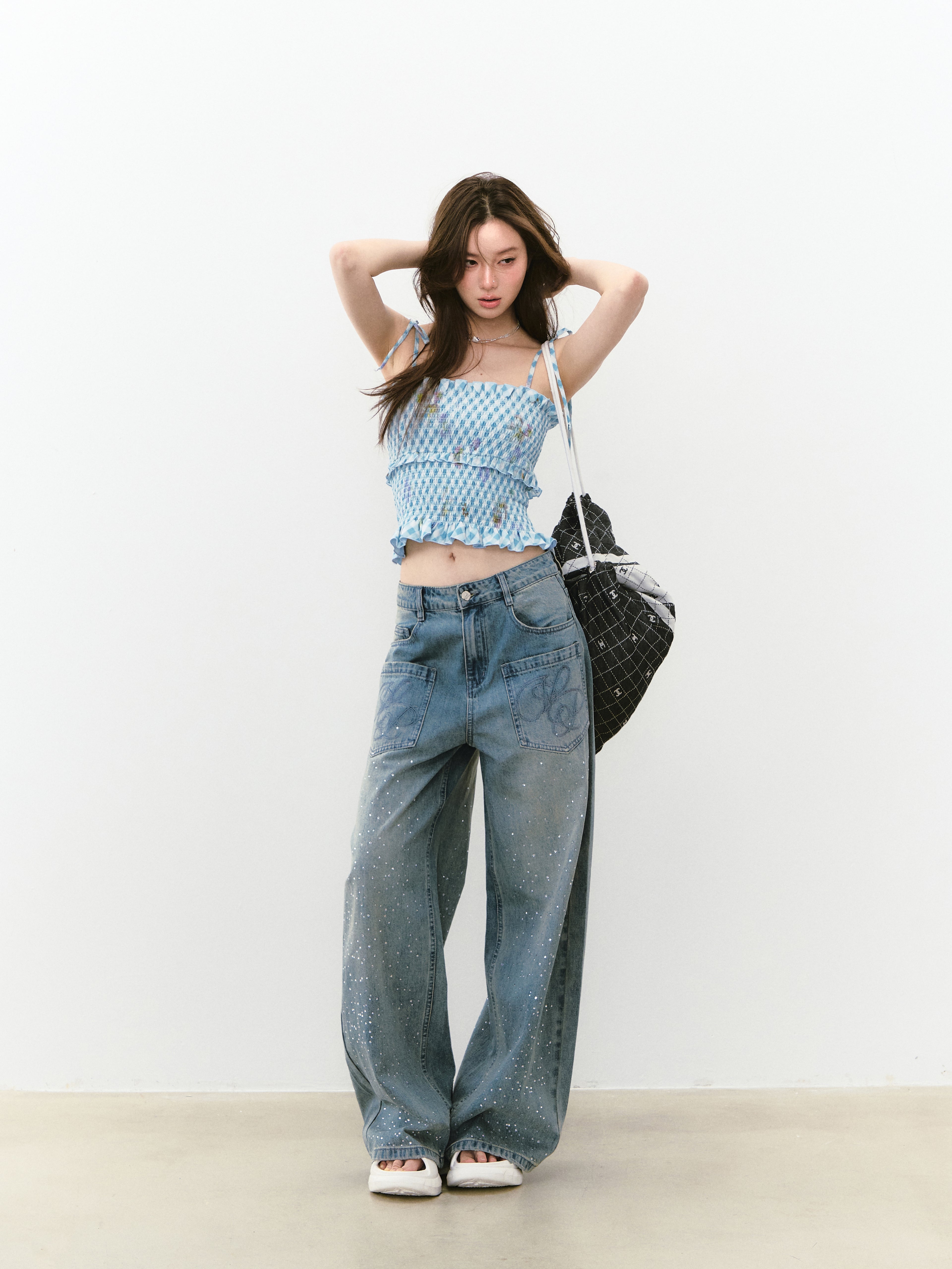 VIA PITTI VIABTP240 Pleated lace camisole vest (2color)