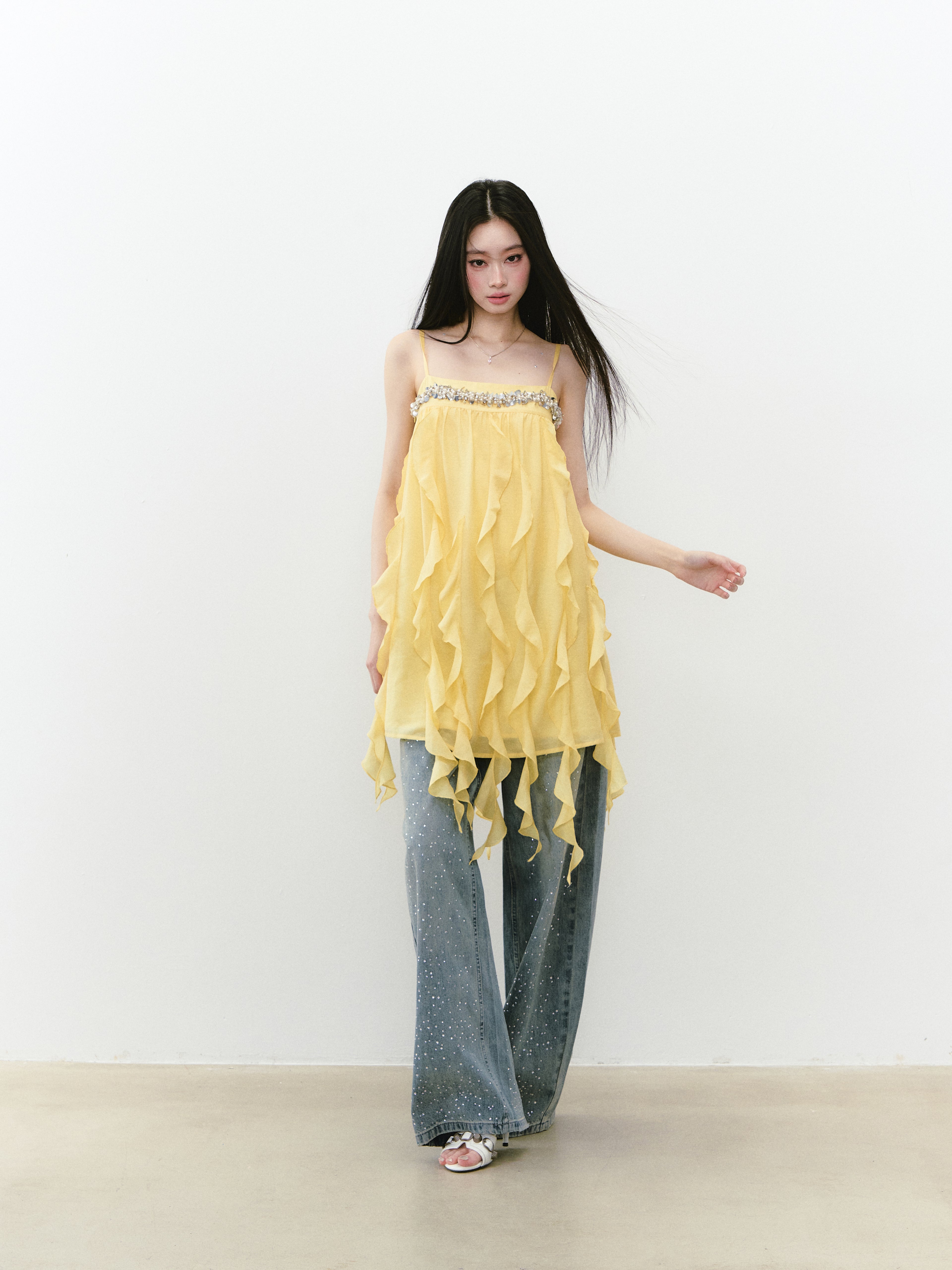 VIA PITTI VIABD209 Bead embroidered flowing camisole dress