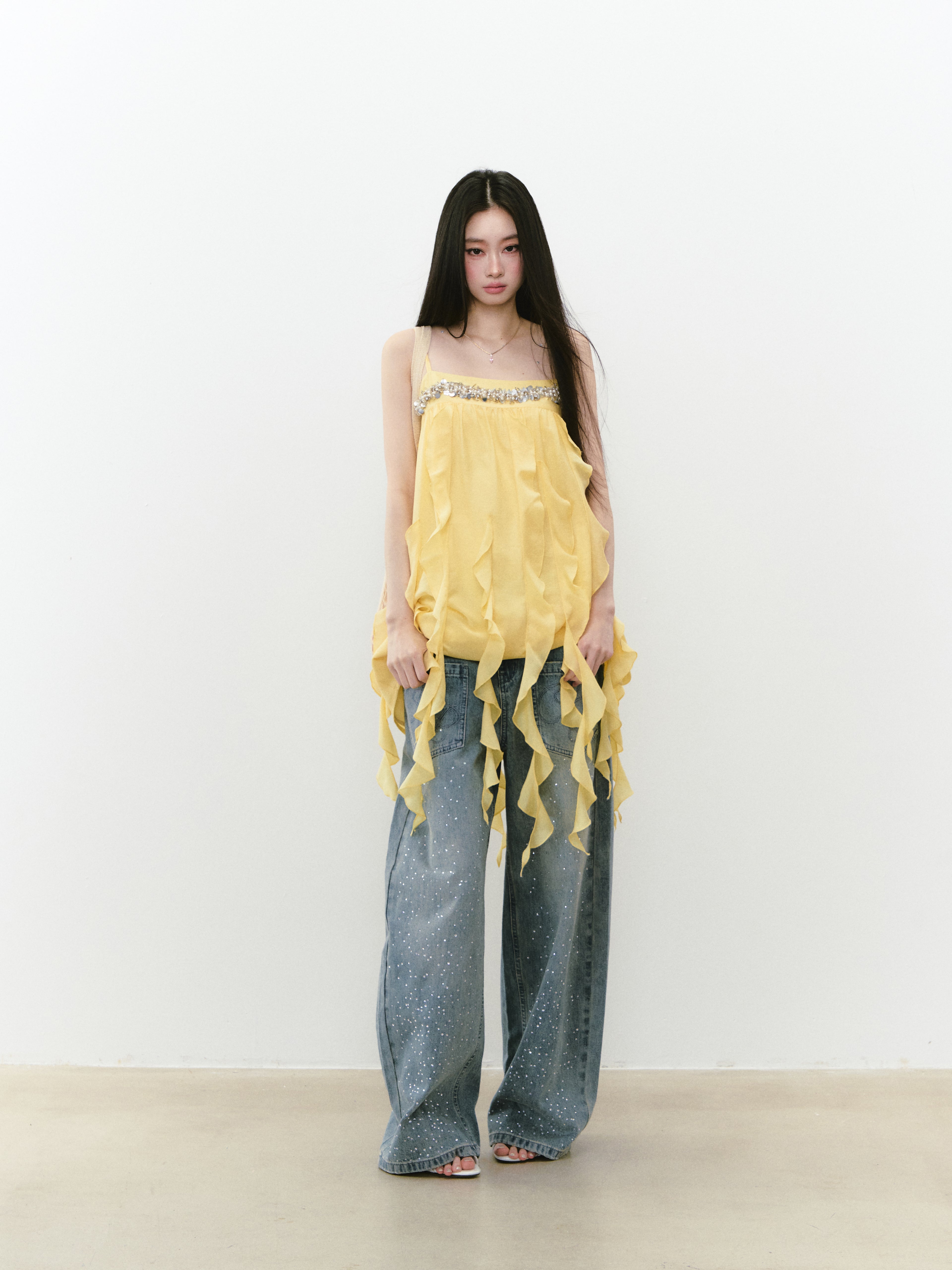 VIA PITTI VIABD209 Bead embroidered flowing camisole dress