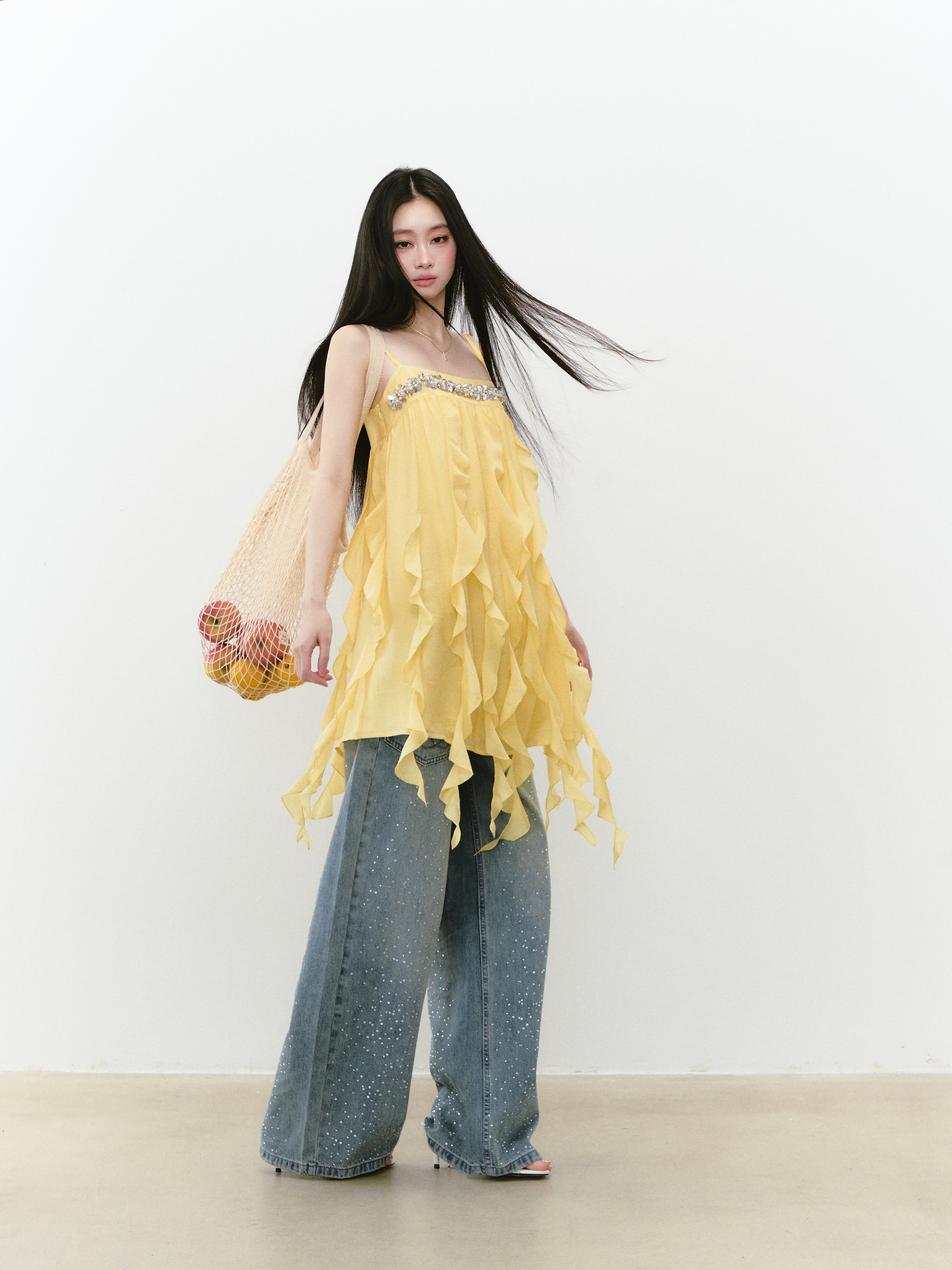 VIA PITTI VIABD209 Bead embroidered flowing camisole dress