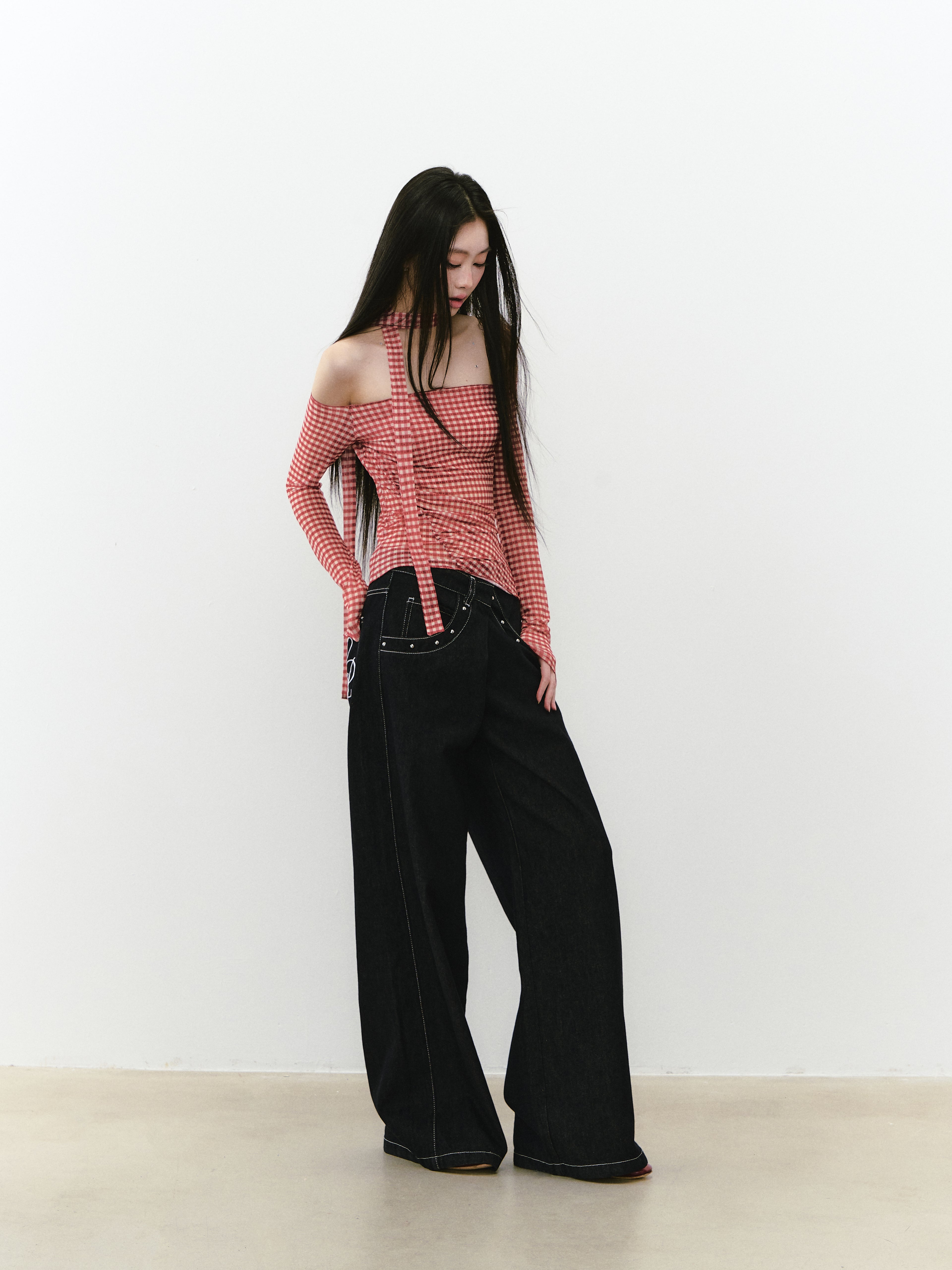 VIA PITTI VIABP219 Irregular wide leg denim pants