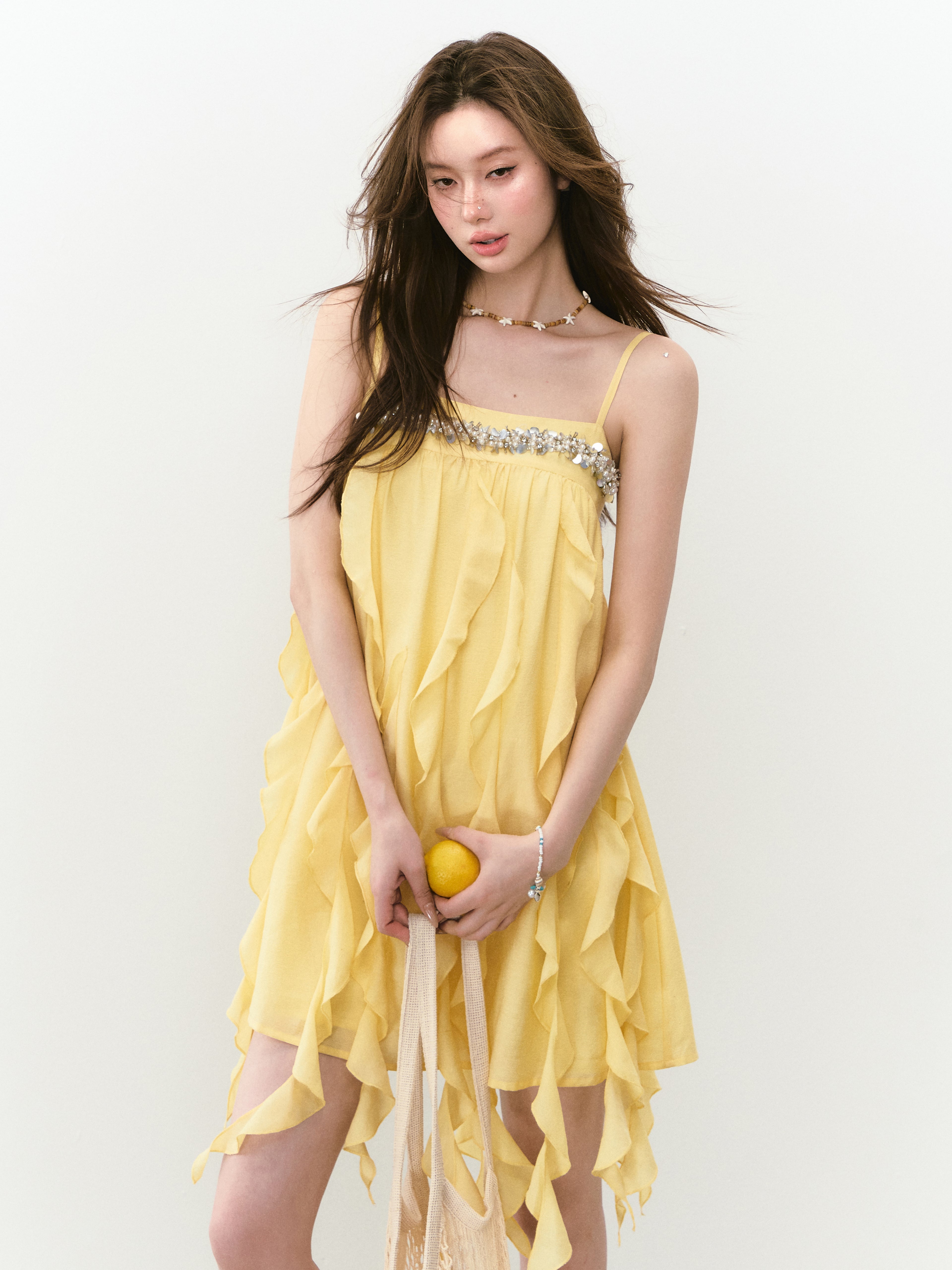 VIA PITTI VIABD209 Bead embroidered flowing camisole dress