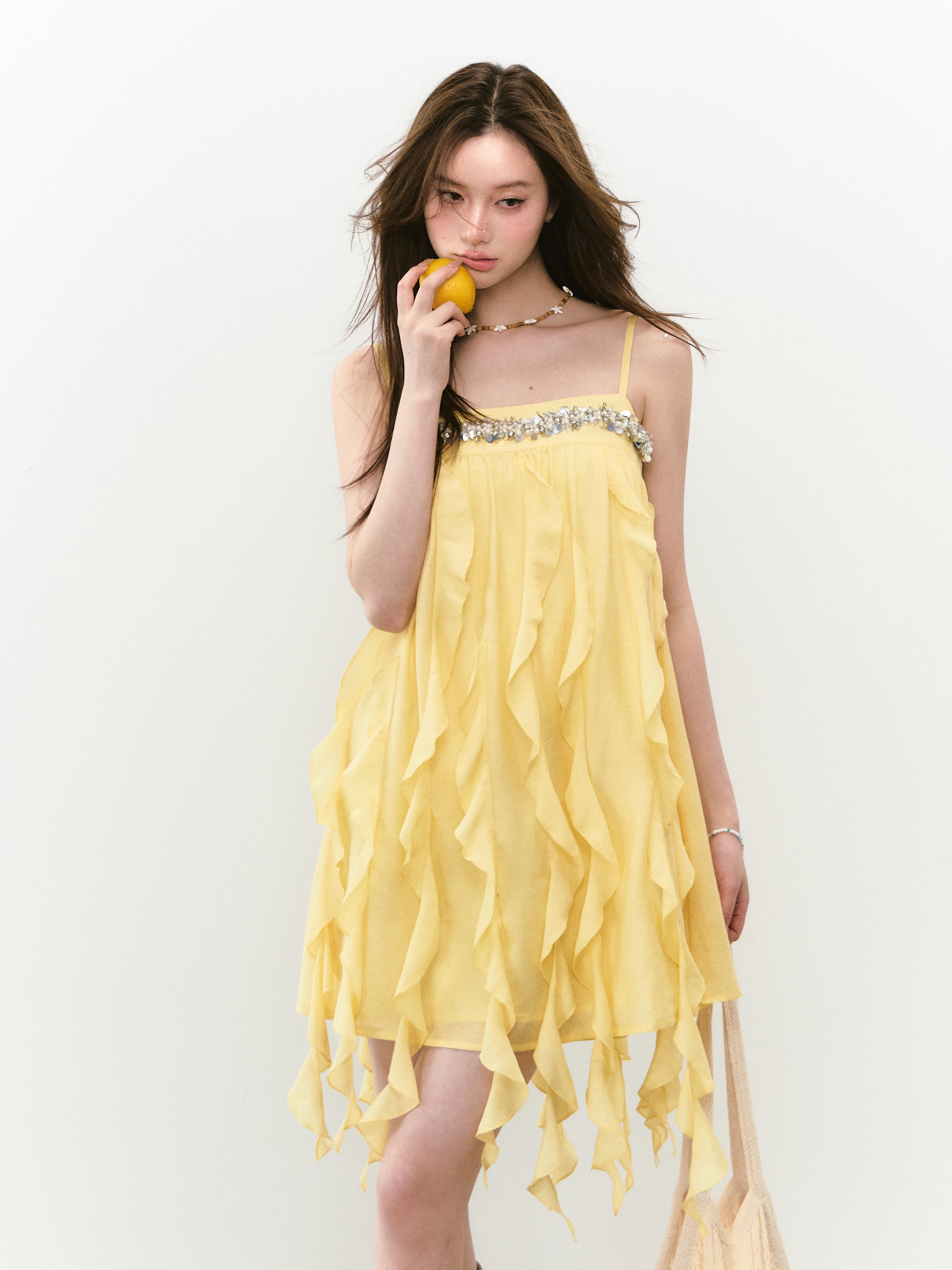 VIA PITTI VIABD209 Bead embroidered flowing camisole dress