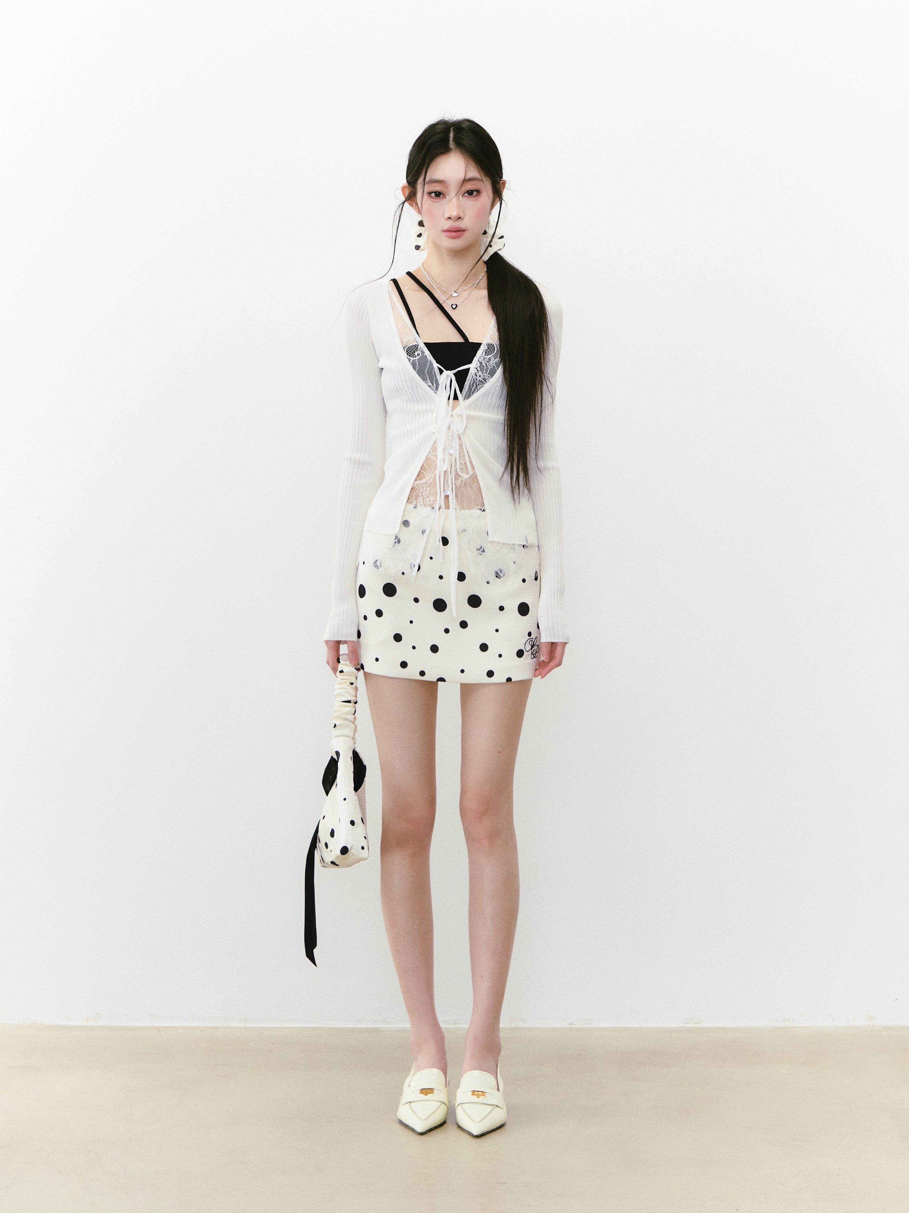 VIA PITTI VIABK293 Lace patchwork woolen cardigan