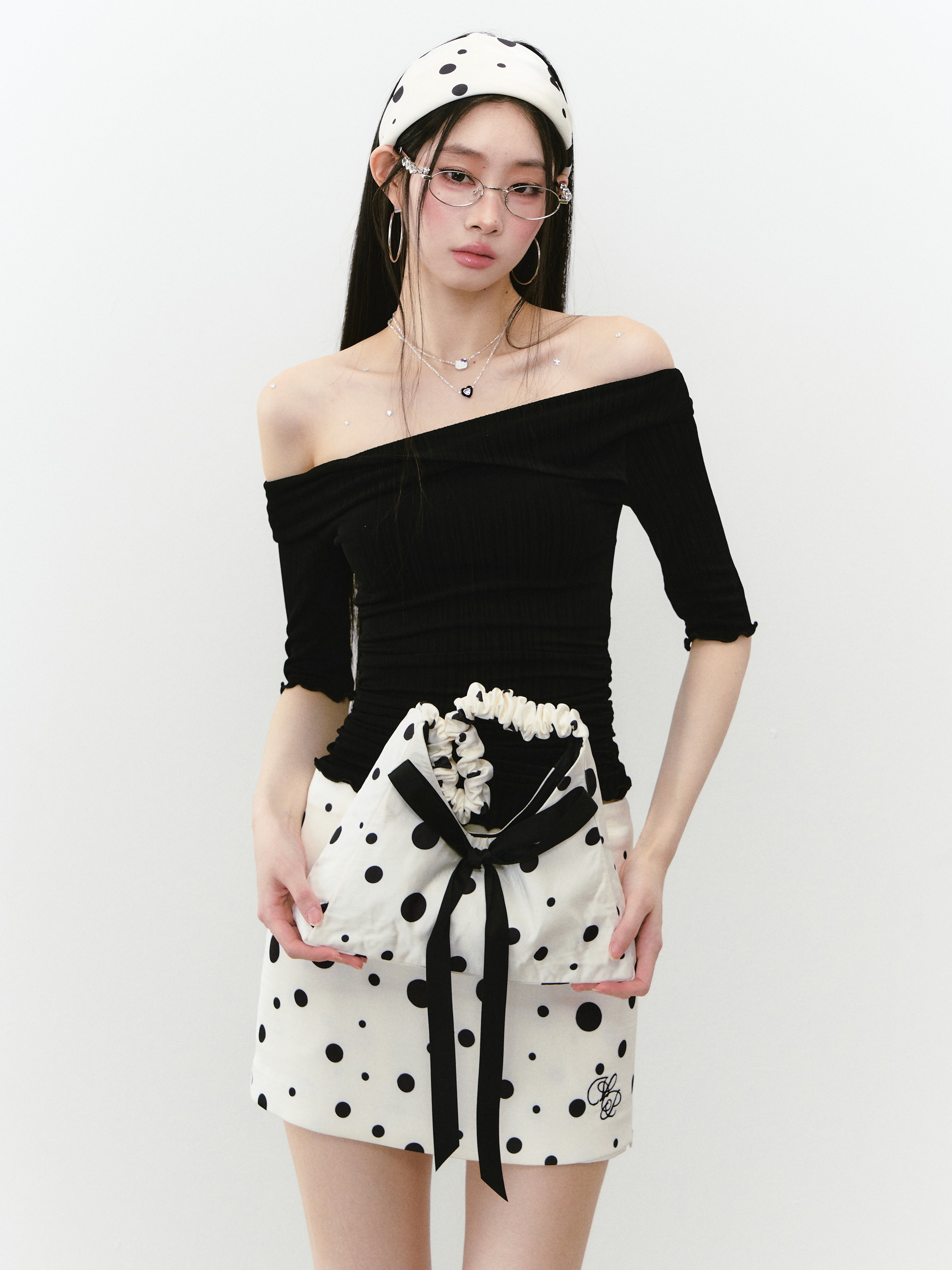 VIA PITTI VIABTP267 Off shoulder slim fit top (2color)