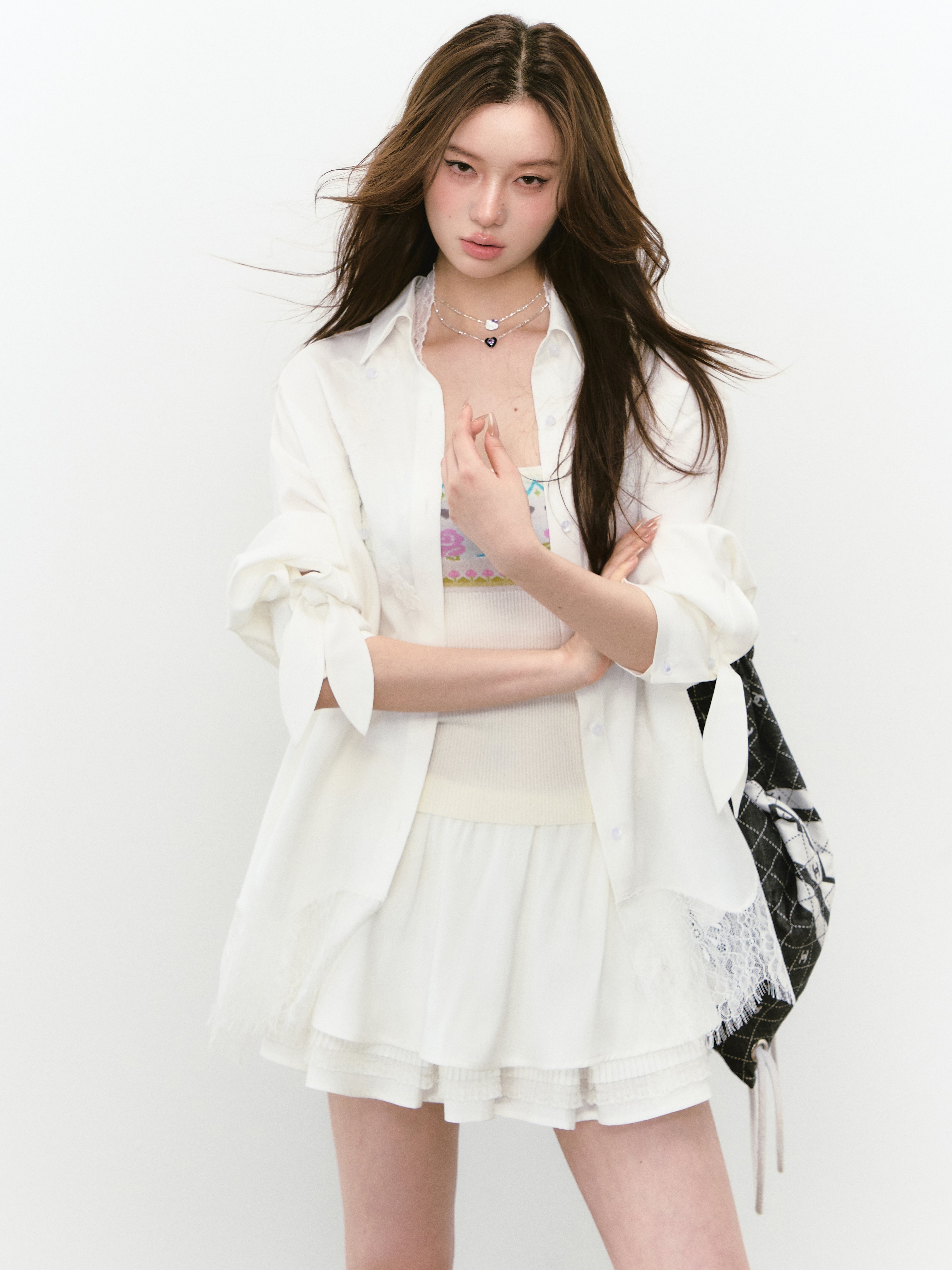 VIA PITTI VIABT221 Mesh fabric lace sunscreen shirt