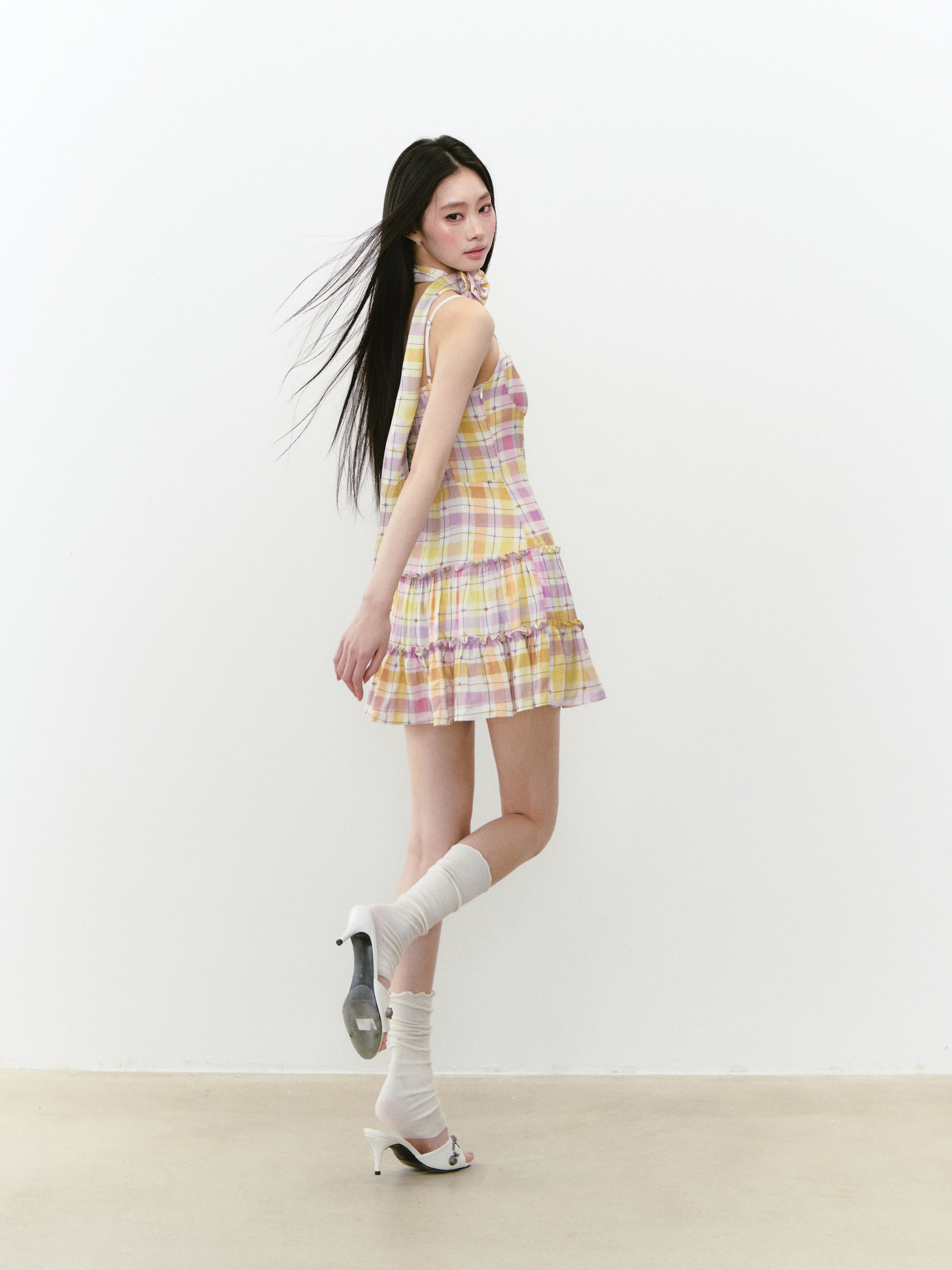 VIA PITTI VIABD274 Fake two-piece camisole dress with ribbon(2color)