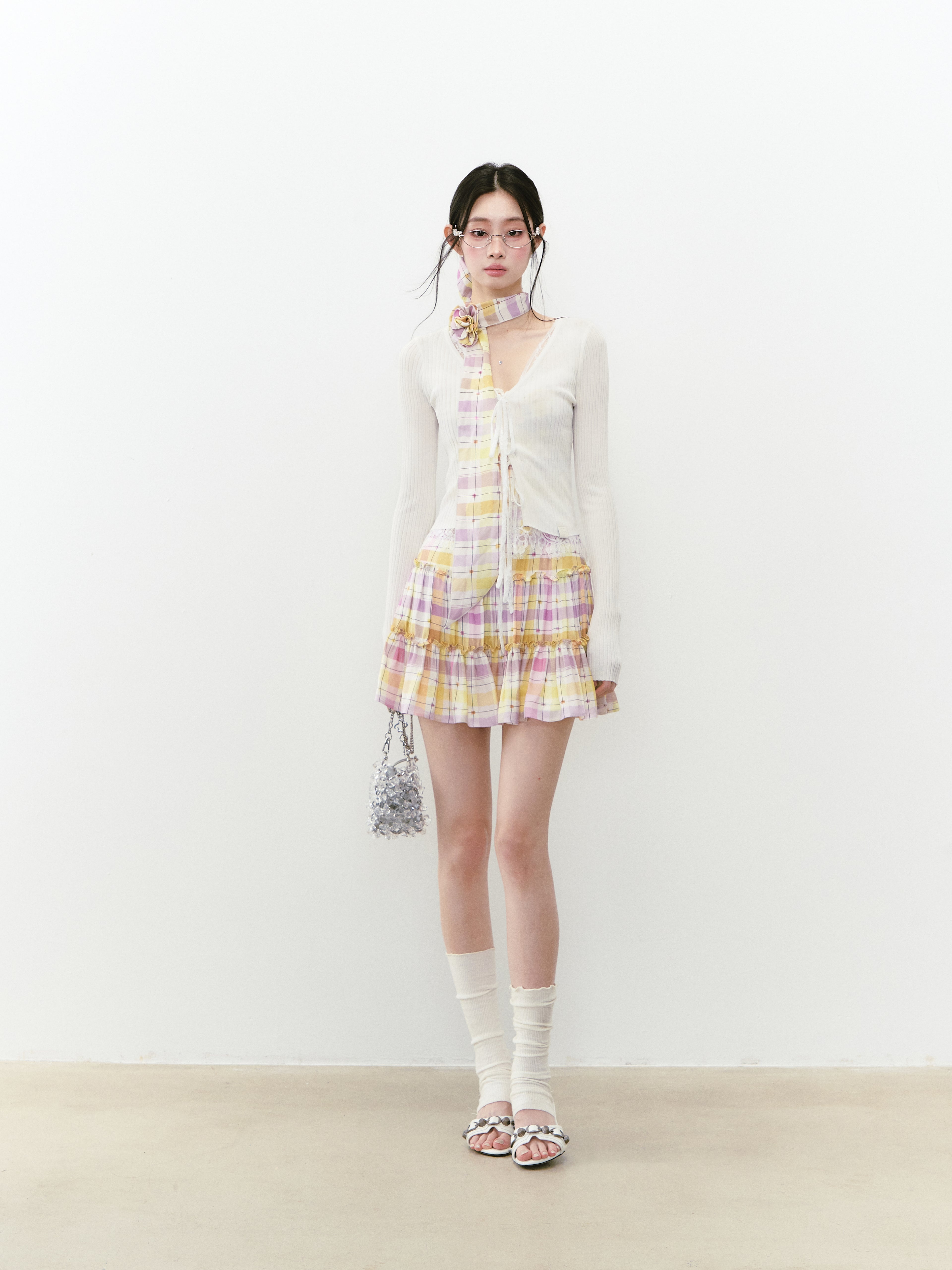 VIA PITTI VIABK292 Lace patchwork short cardigan (2color)