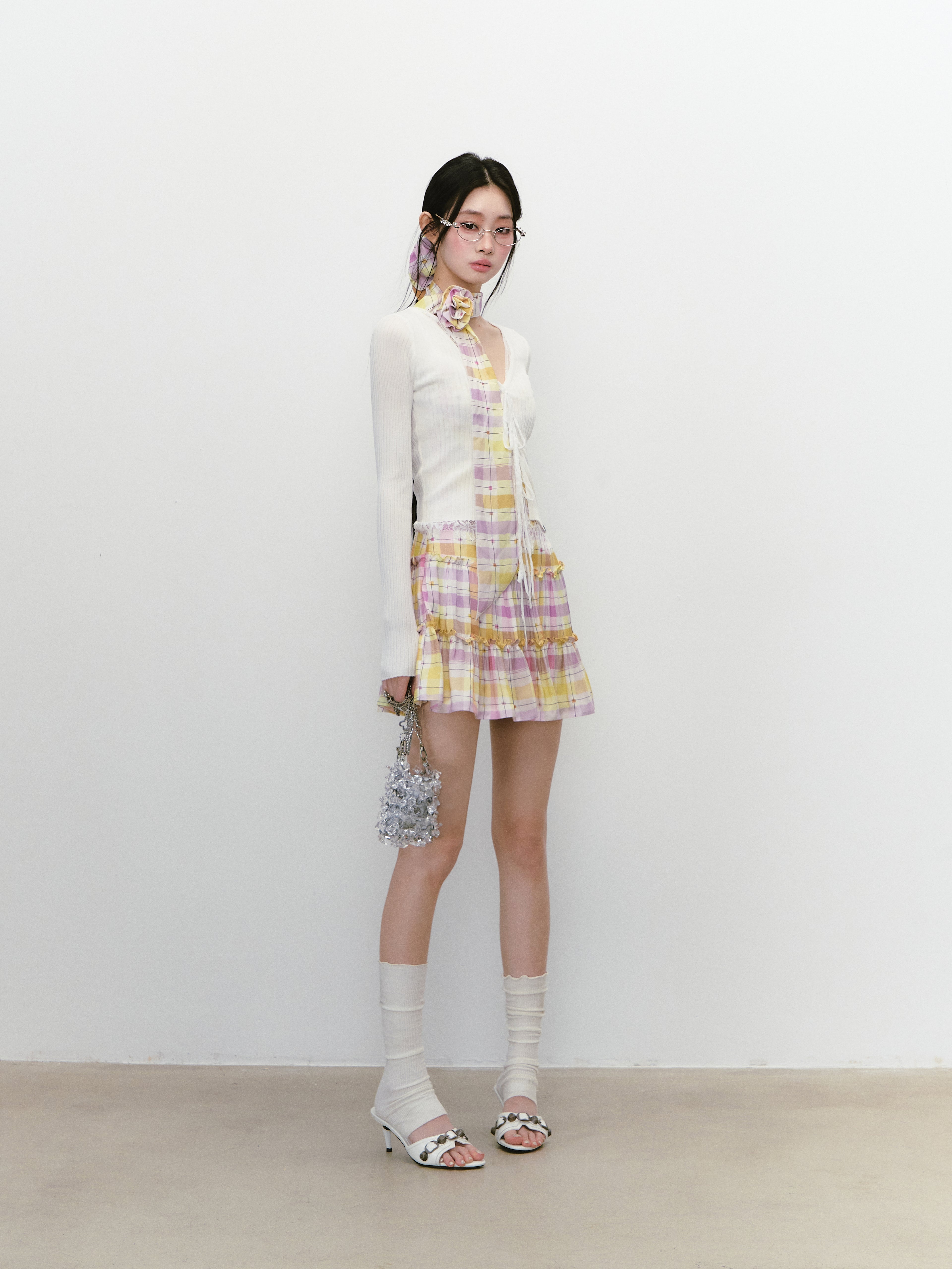 VIA PITTI VIABK292 Lace patchwork short cardigan (2color)