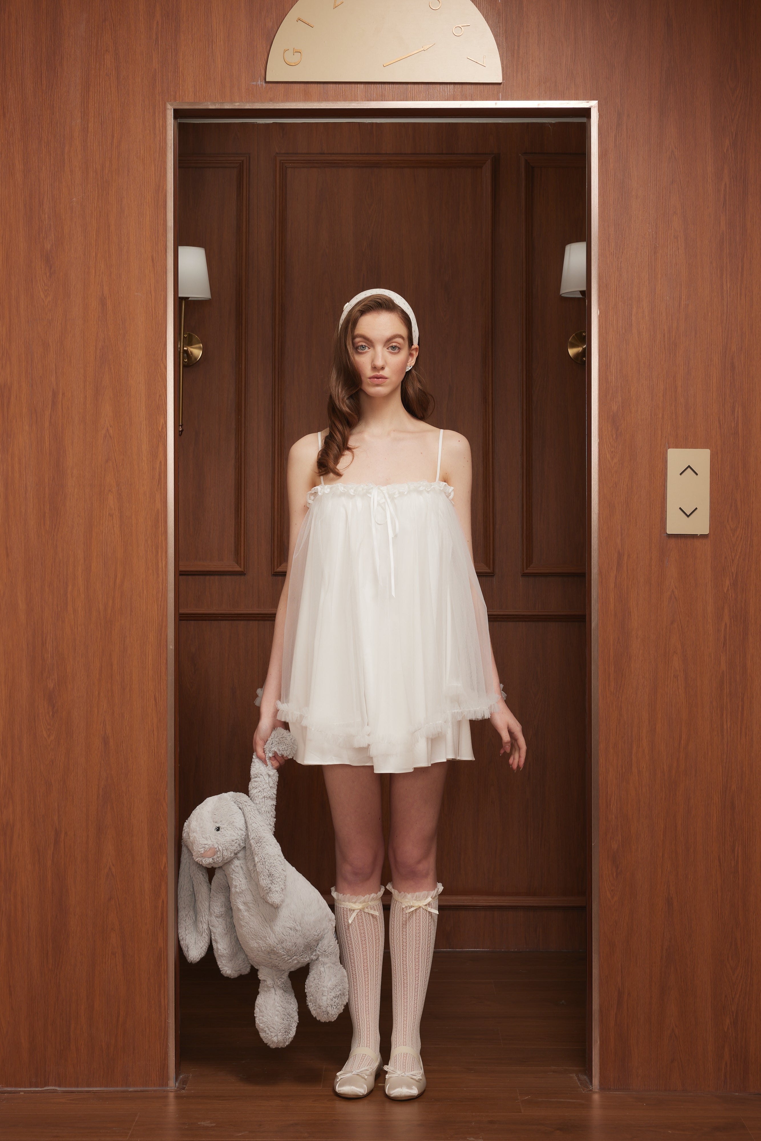 First Date Camisole lace puffy gauze dress