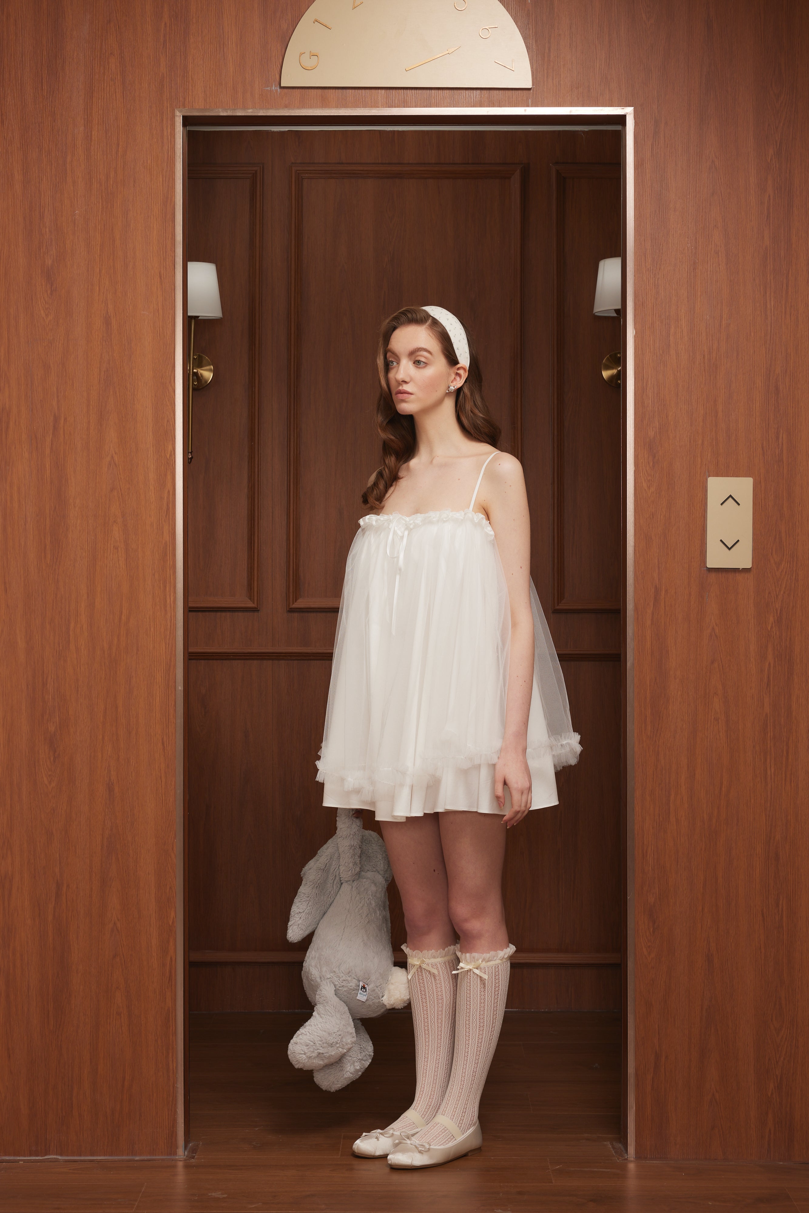 First Date Camisole lace puffy gauze dress