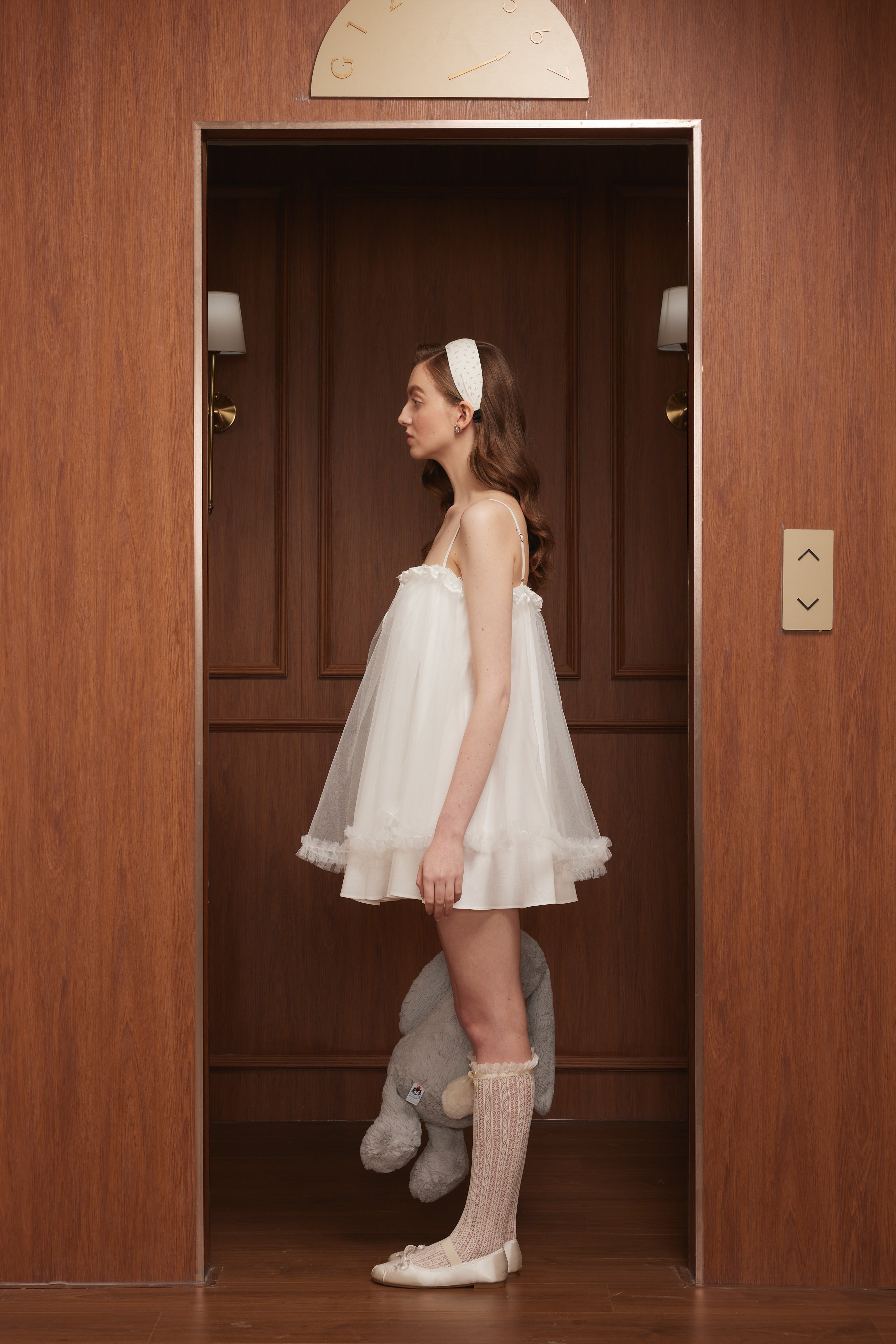 First Date Camisole lace puffy gauze dress