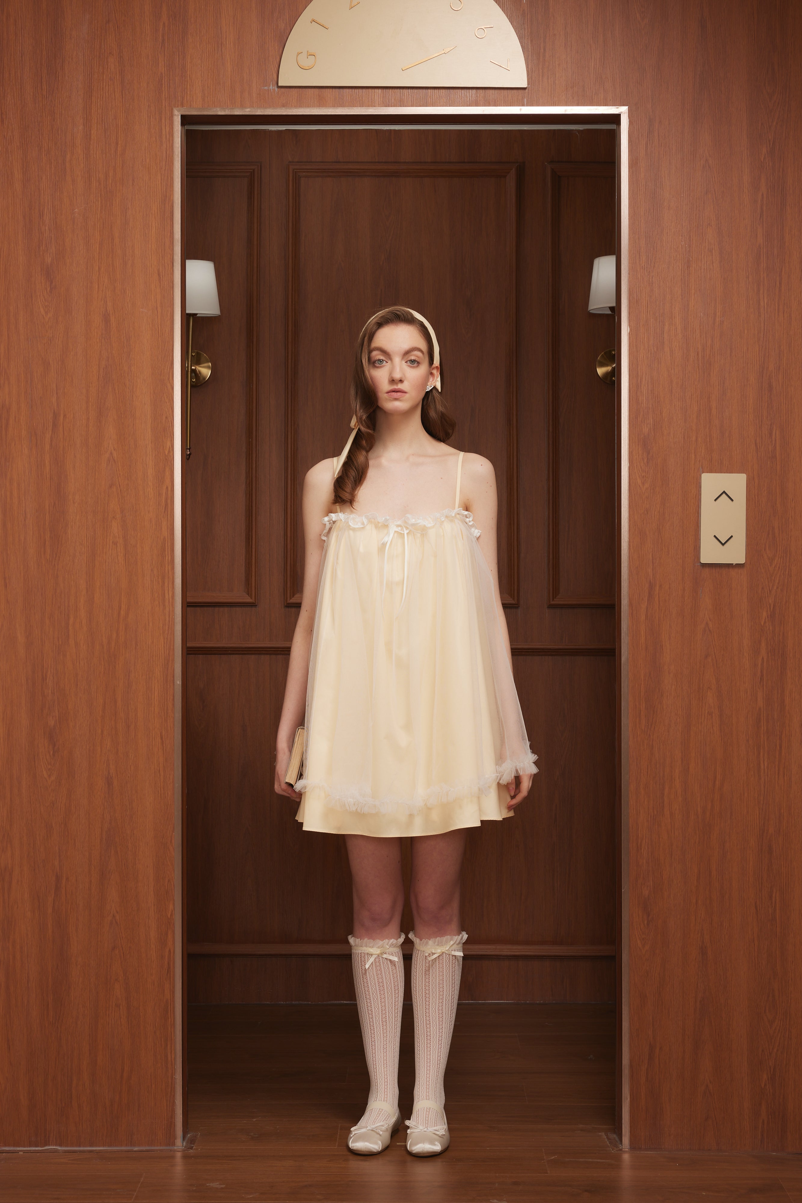 First Date Camisole lace puffy gauze dress