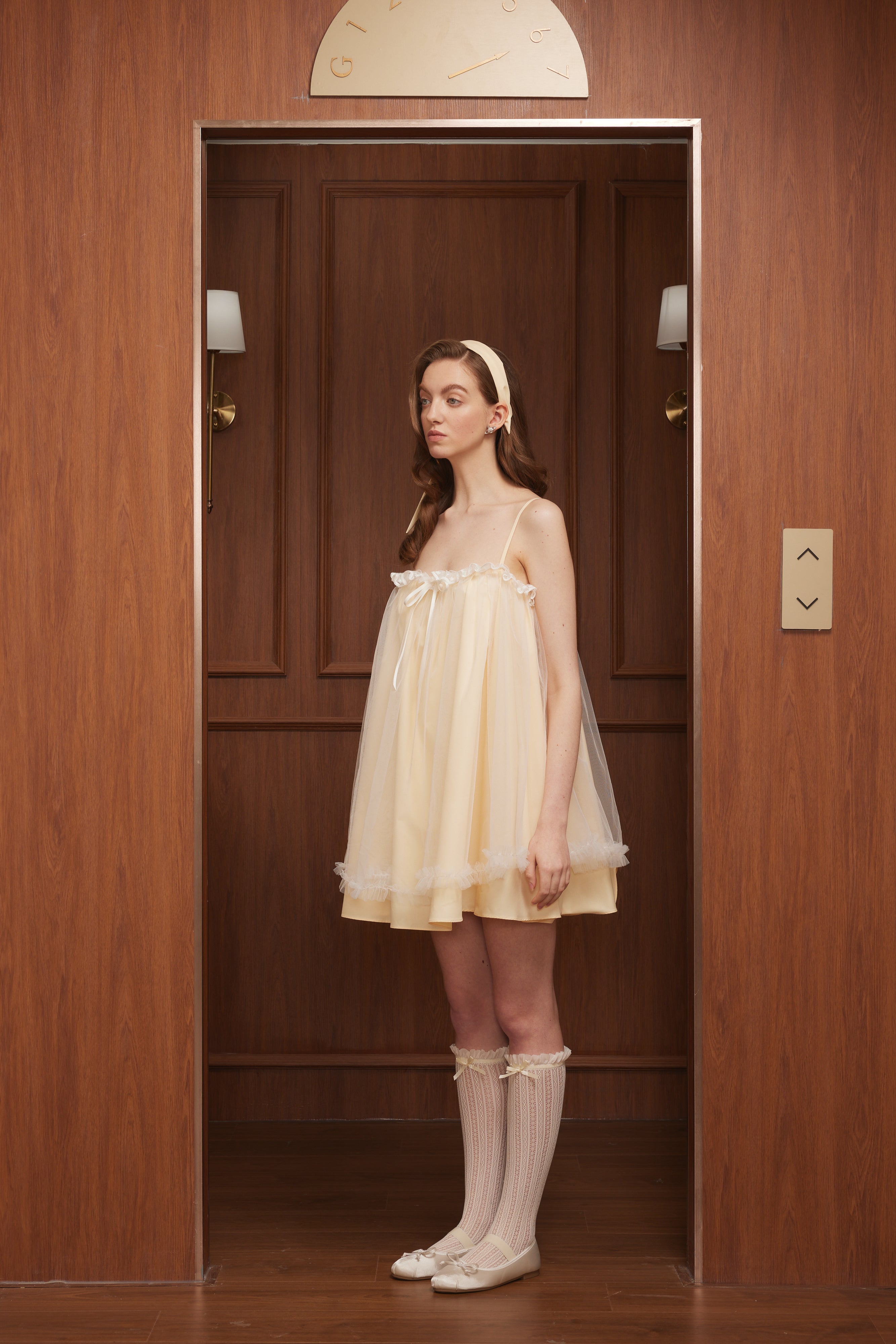 First Date Camisole lace puffy gauze dress