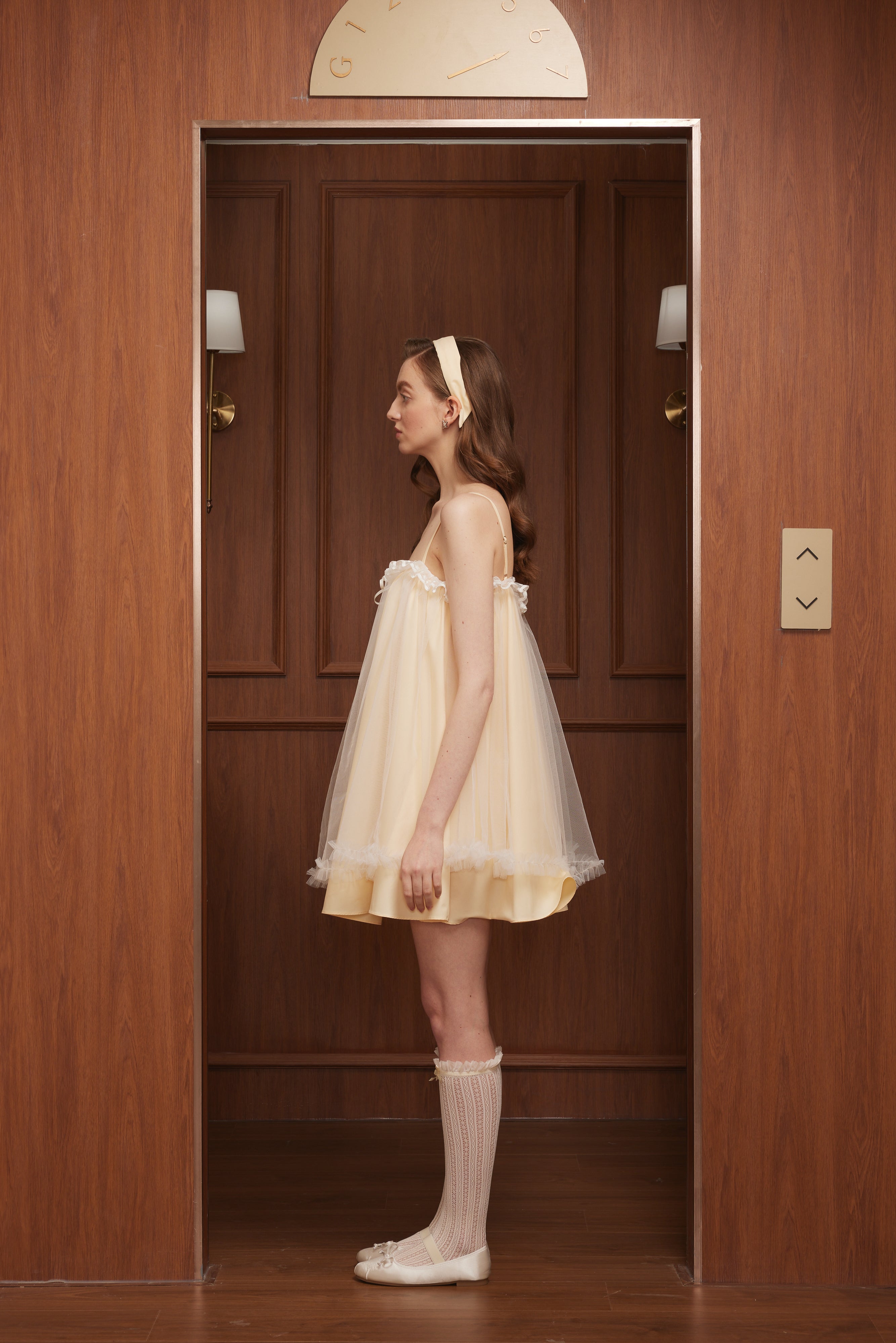 First Date Camisole lace puffy gauze dress