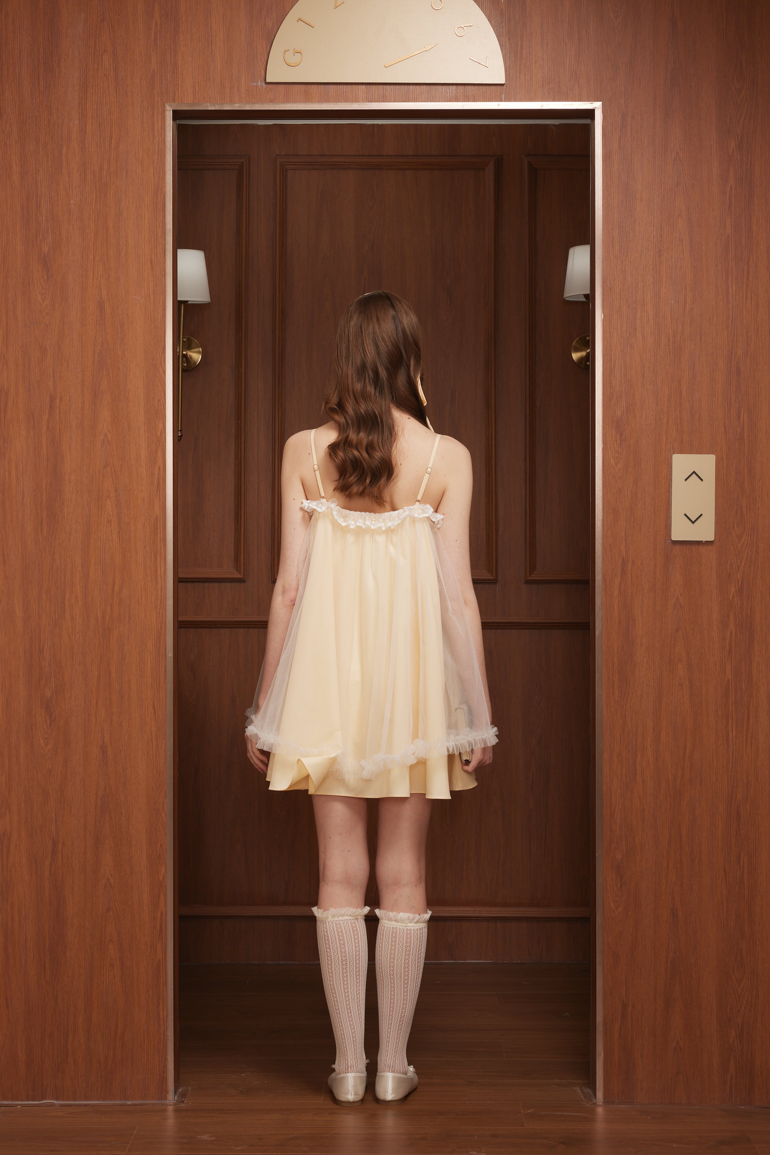 First Date Camisole lace puffy gauze dress