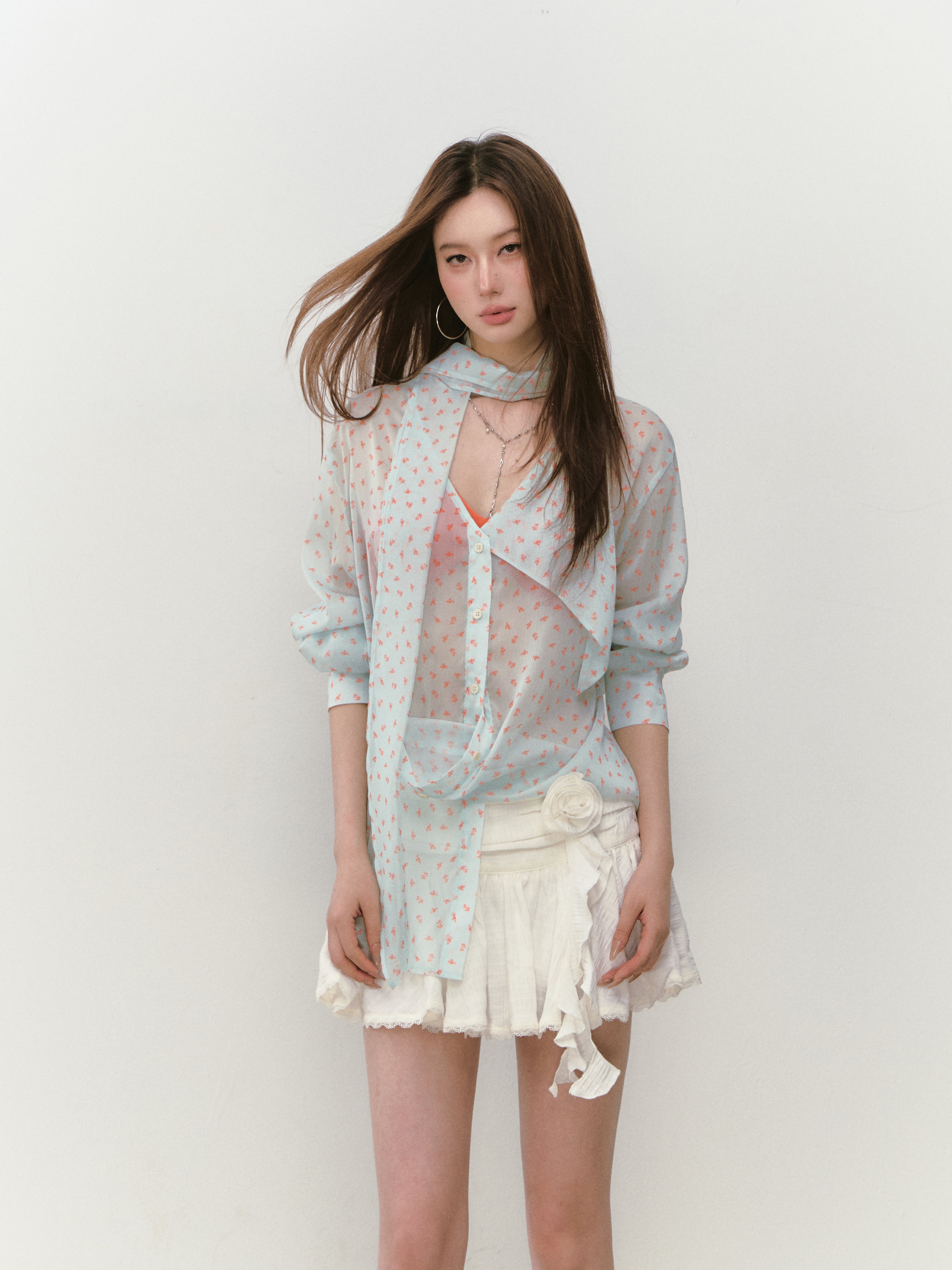 VIA PITTI VIABTP328 Floral ribbon sunshade shirt