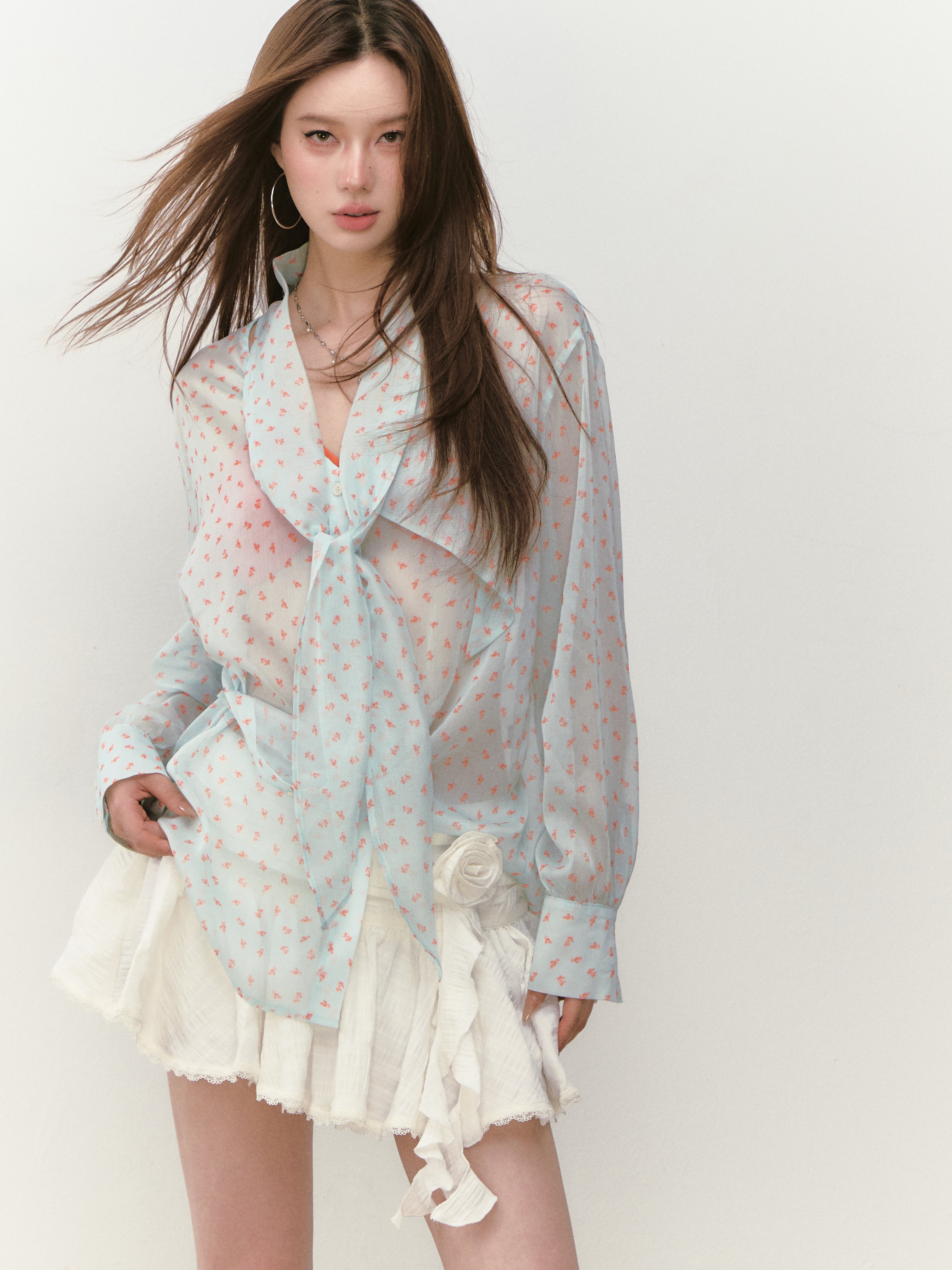 VIA PITTI VIABTP328 Floral ribbon sunshade shirt