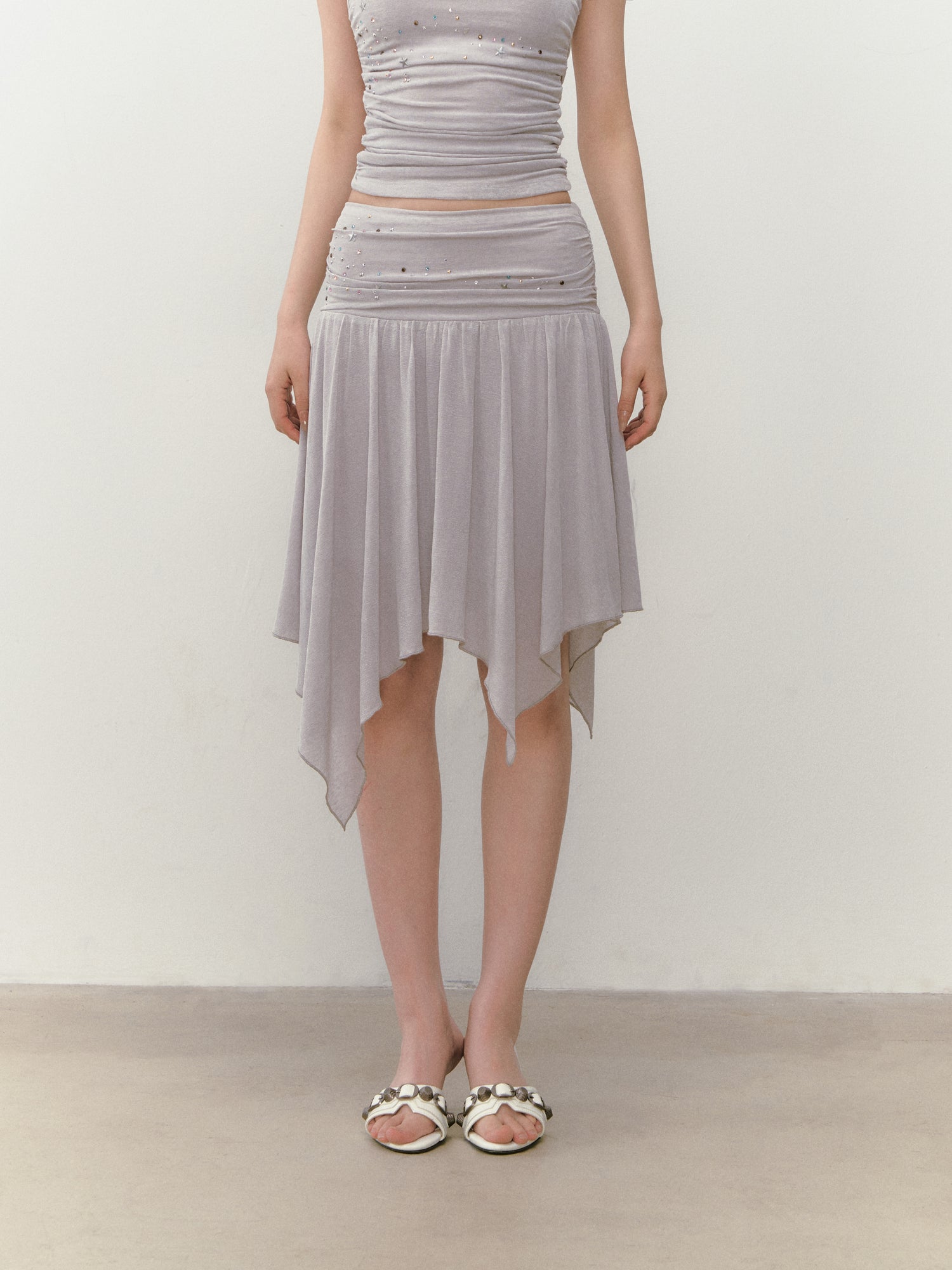 VIA PITTI VIABTP322&VIABS323 Bead star embroidered + skirt set (2color)