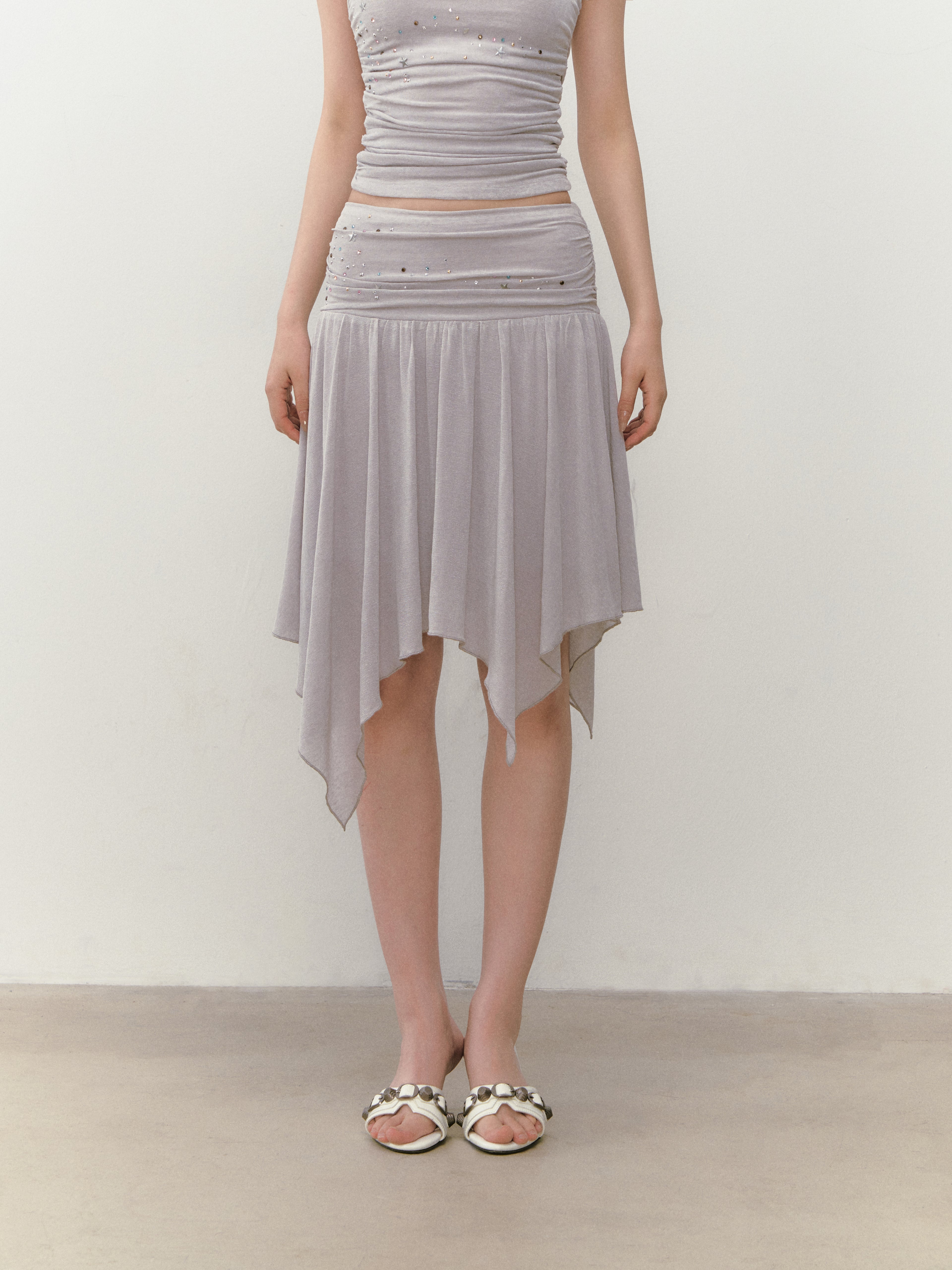 VIA PITTI VIABTP322&VIABS323 Bead star embroidered + skirt set (2color)