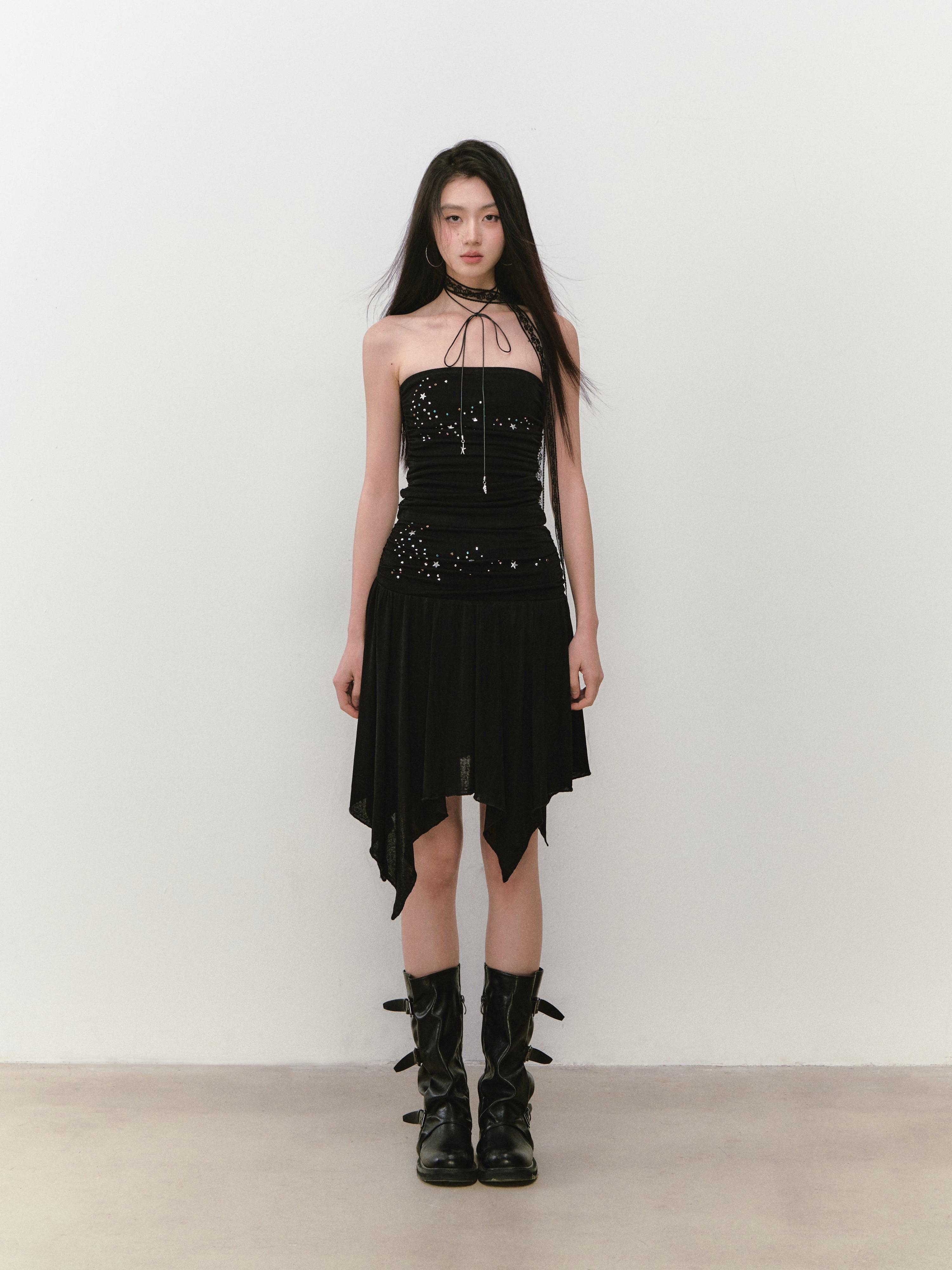VIA PITTI VIABTP322&VIABS323 Bead star embroidered + skirt set (2color)