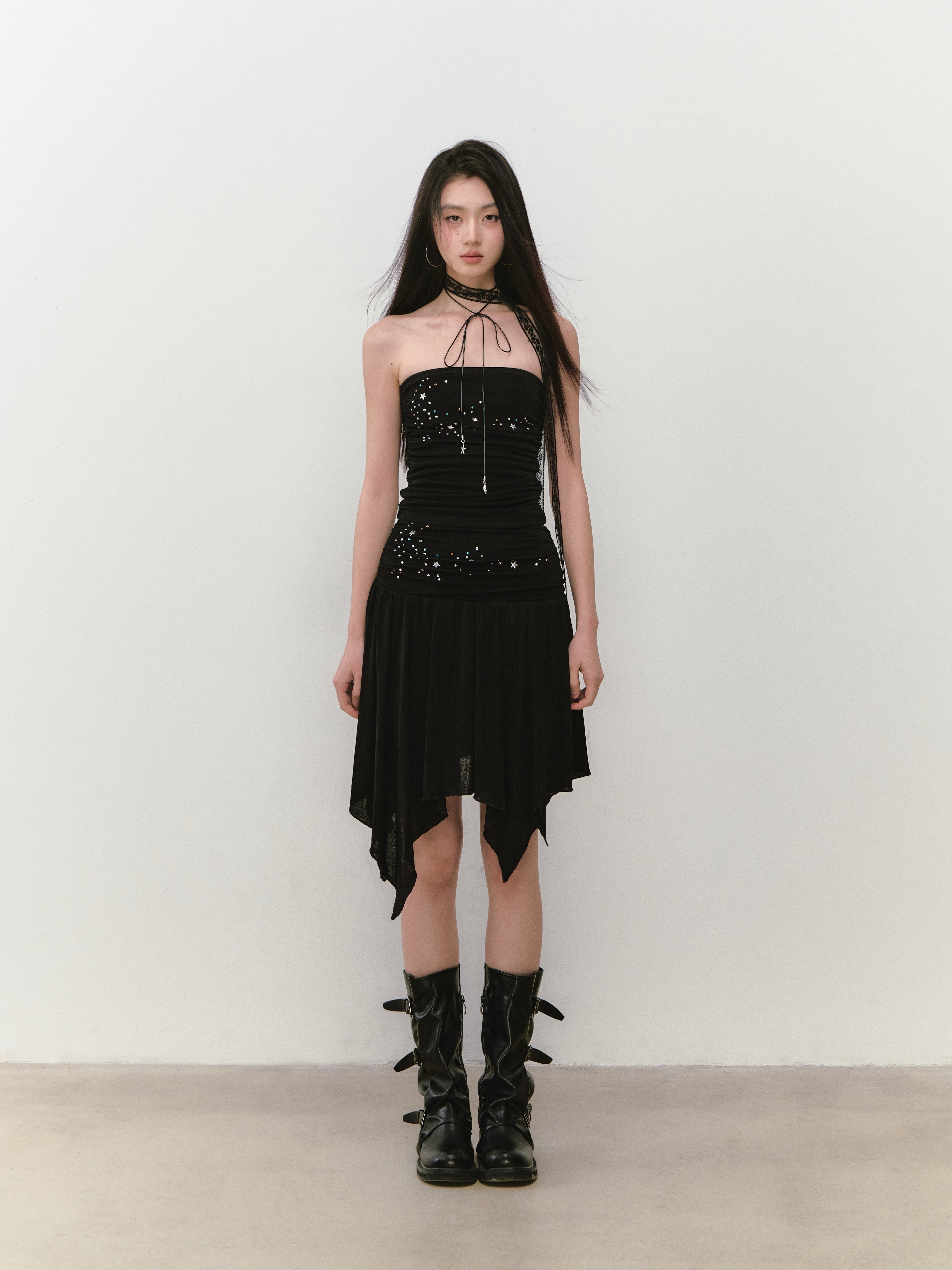 VIA PITTI VIABTP322&VIABS323 Bead star embroidered + skirt set (2color)