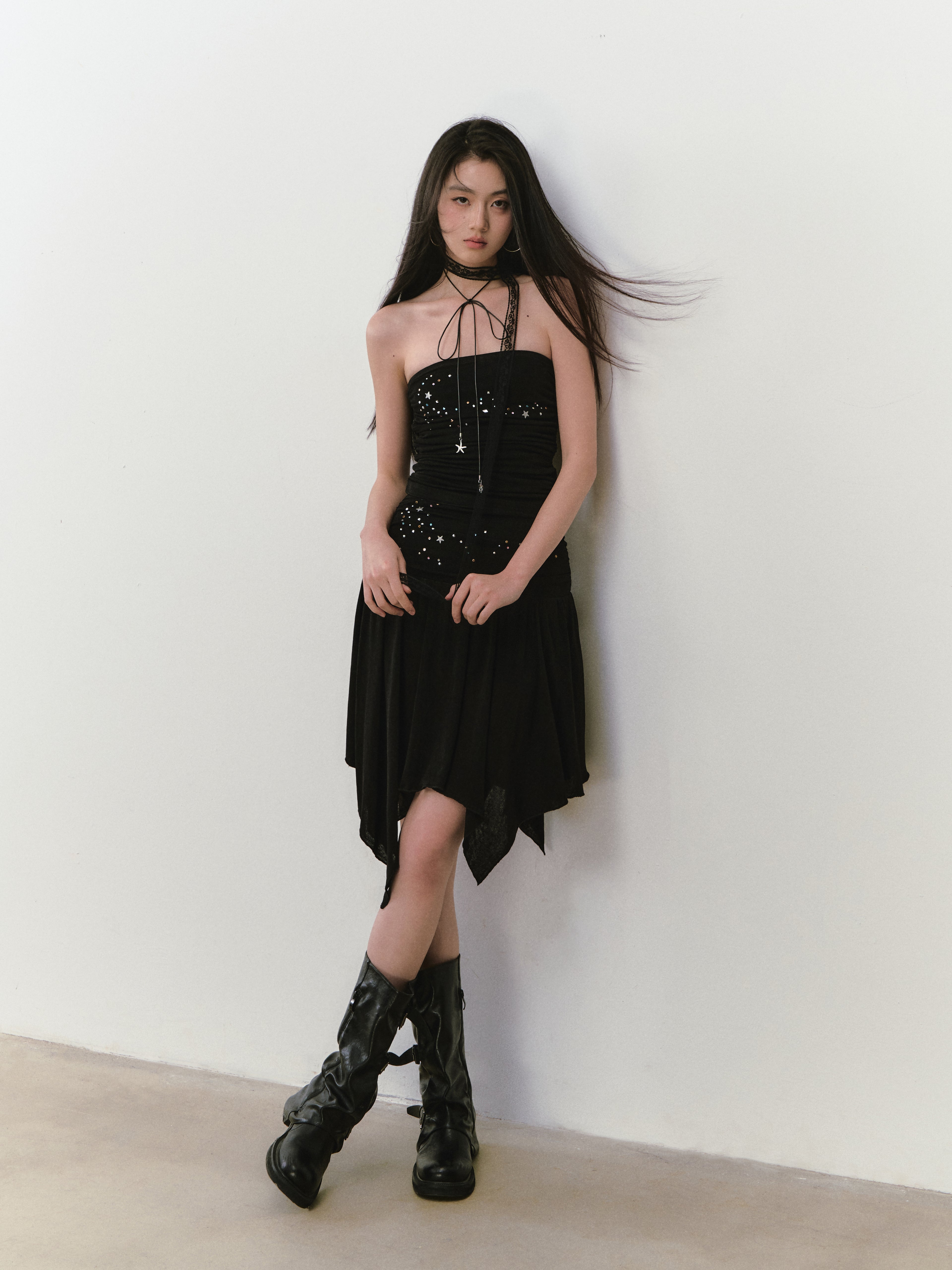 VIA PITTI VIABTP322&VIABS323 Bead star embroidered + skirt set (2color)
