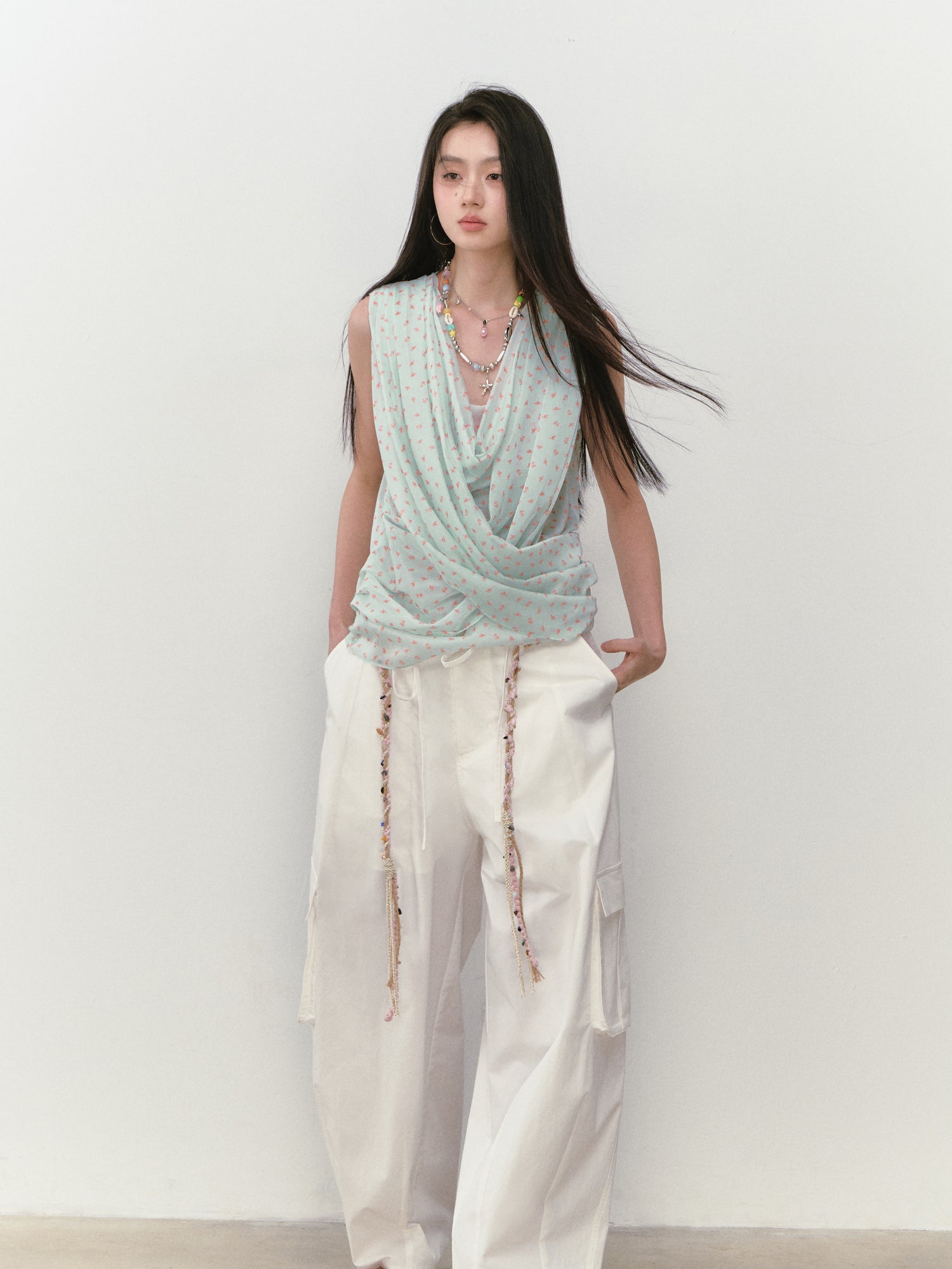 VIA PITTI VIABTP345 Floral sleeveless top