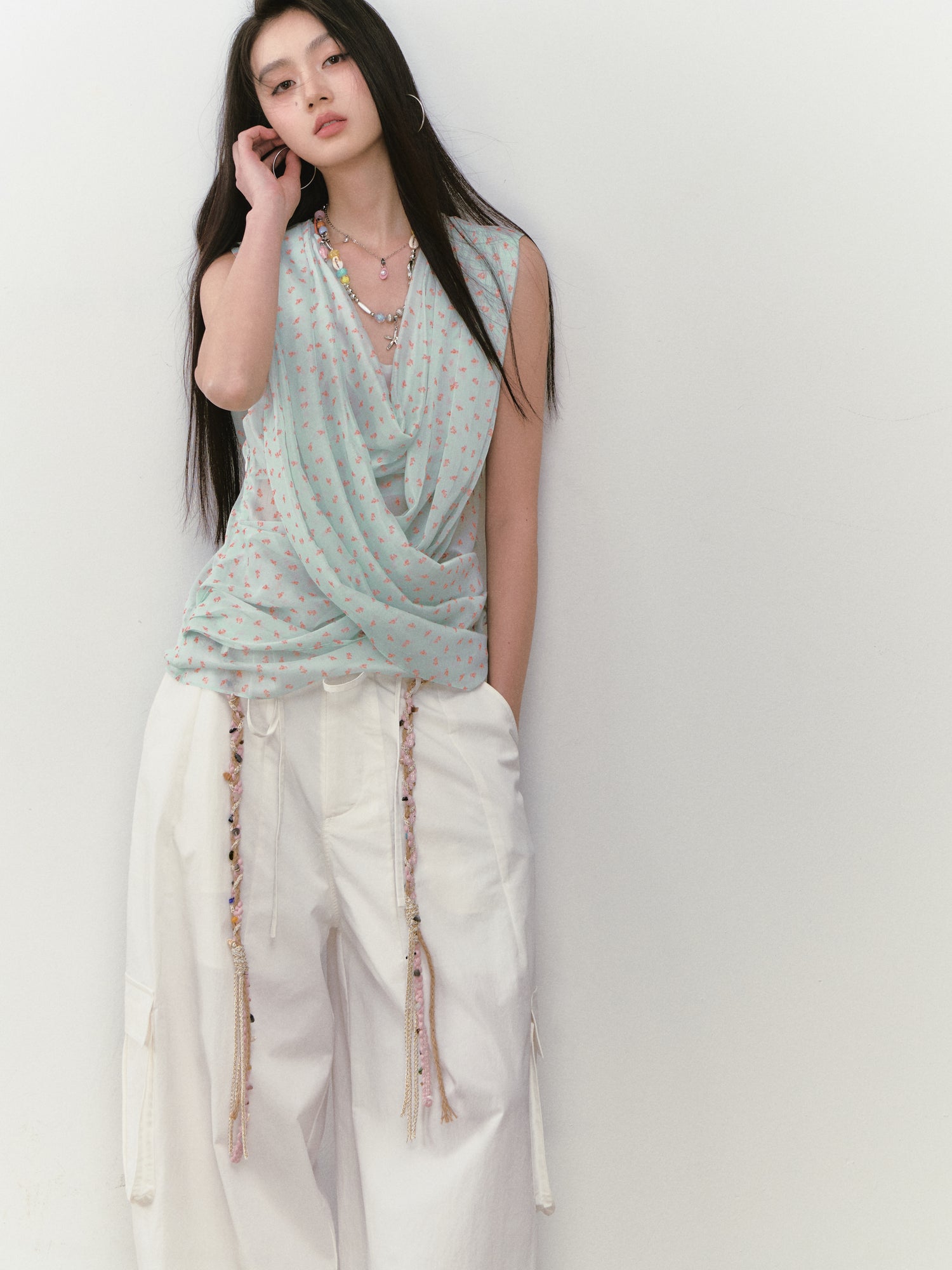 VIA PITTI VIABTP345 Floral sleeveless top