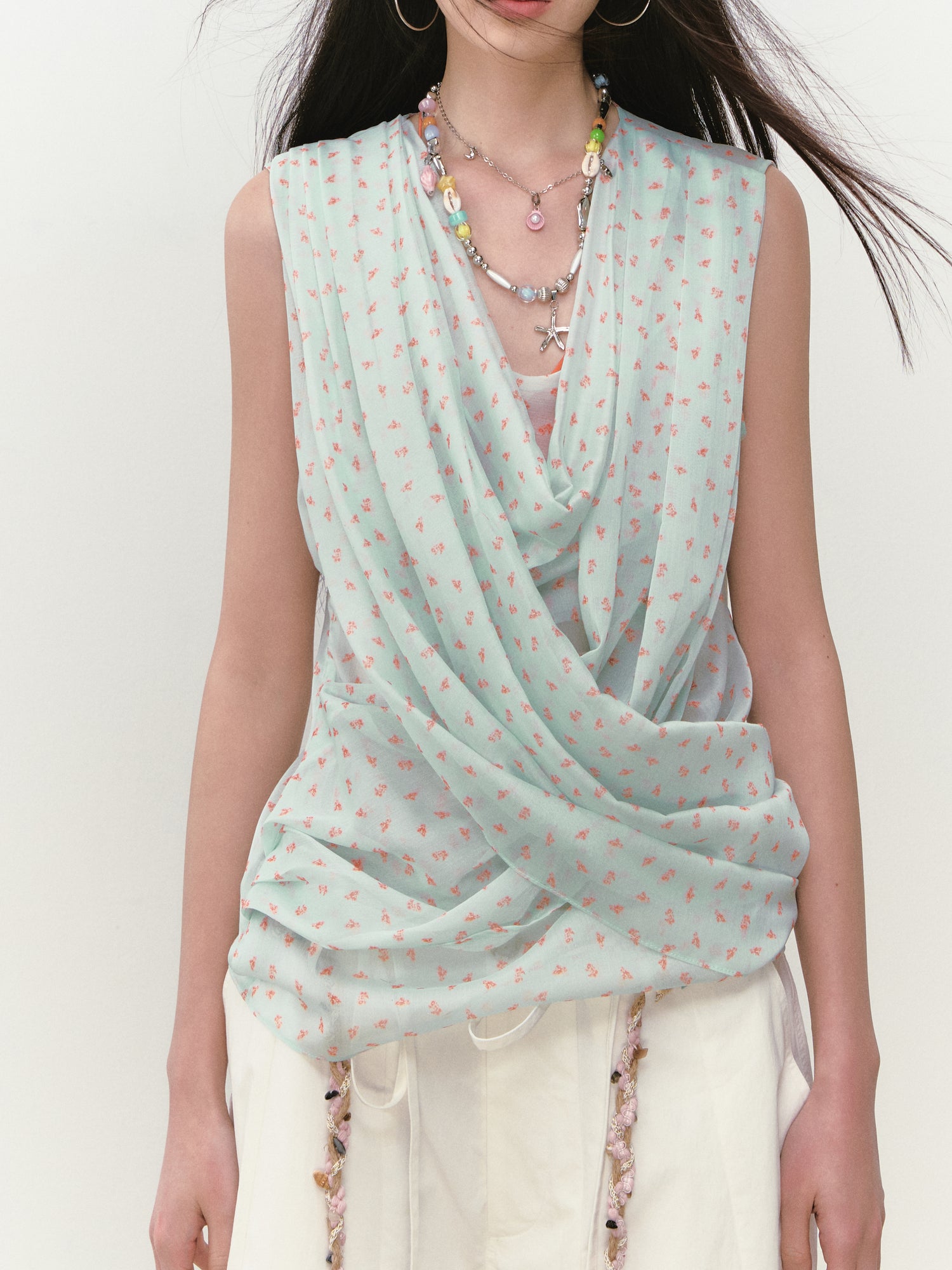 VIA PITTI VIABTP345 Floral sleeveless top