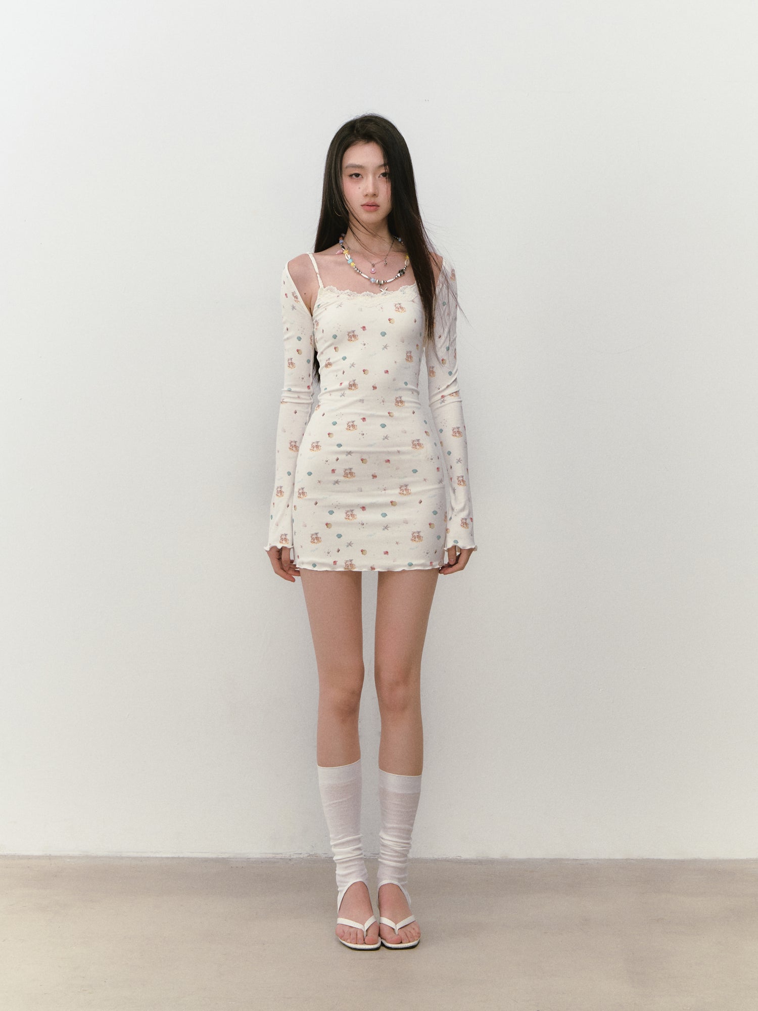 VIA PITTI VIABD342 Printed lace dress + top set (2color)