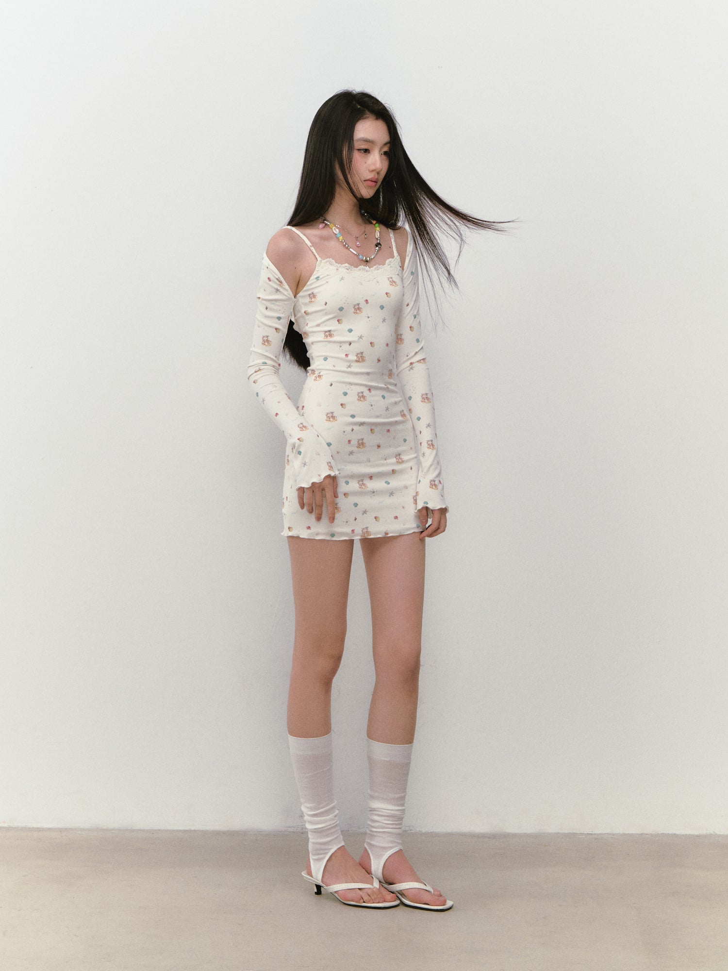 VIA PITTI VIABD342 Printed lace dress + top set (2color)