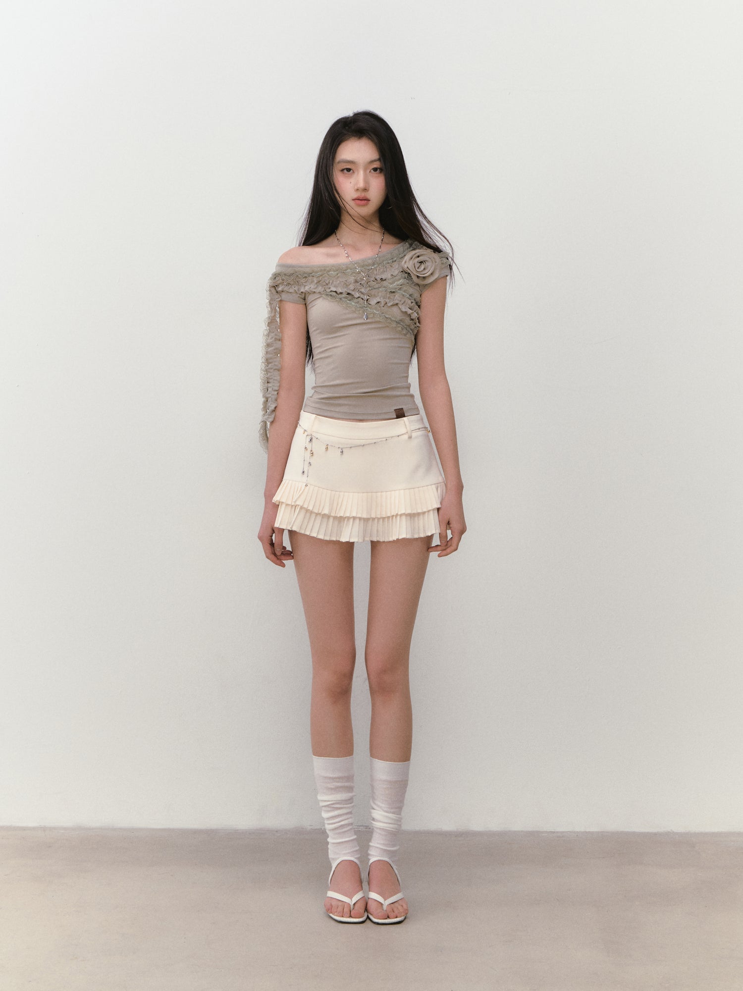 VIA PITTI VIABS307 Low waist pleated skirt (2color)