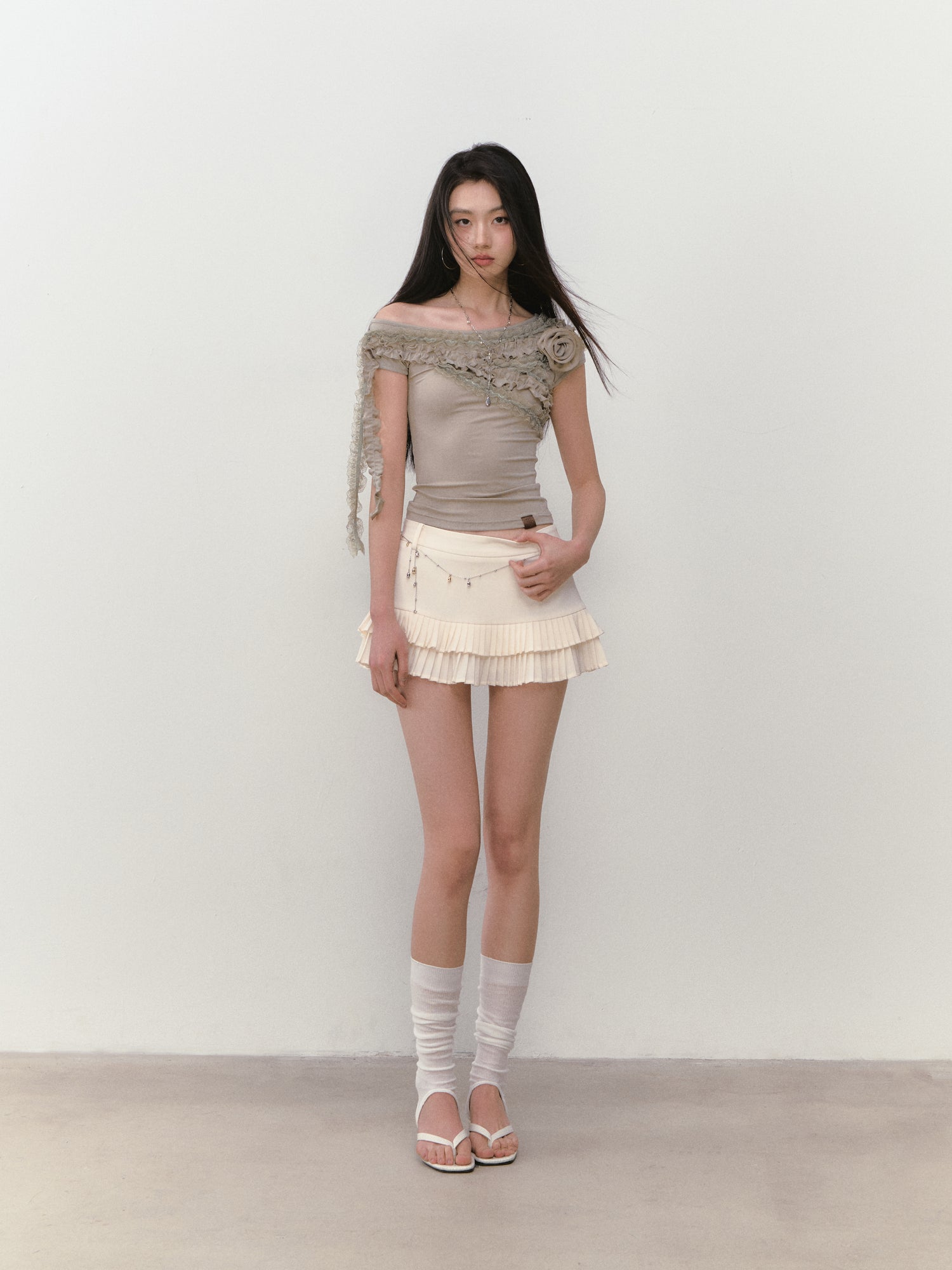 VIA PITTI VIABS307 Low waist pleated skirt (2color)