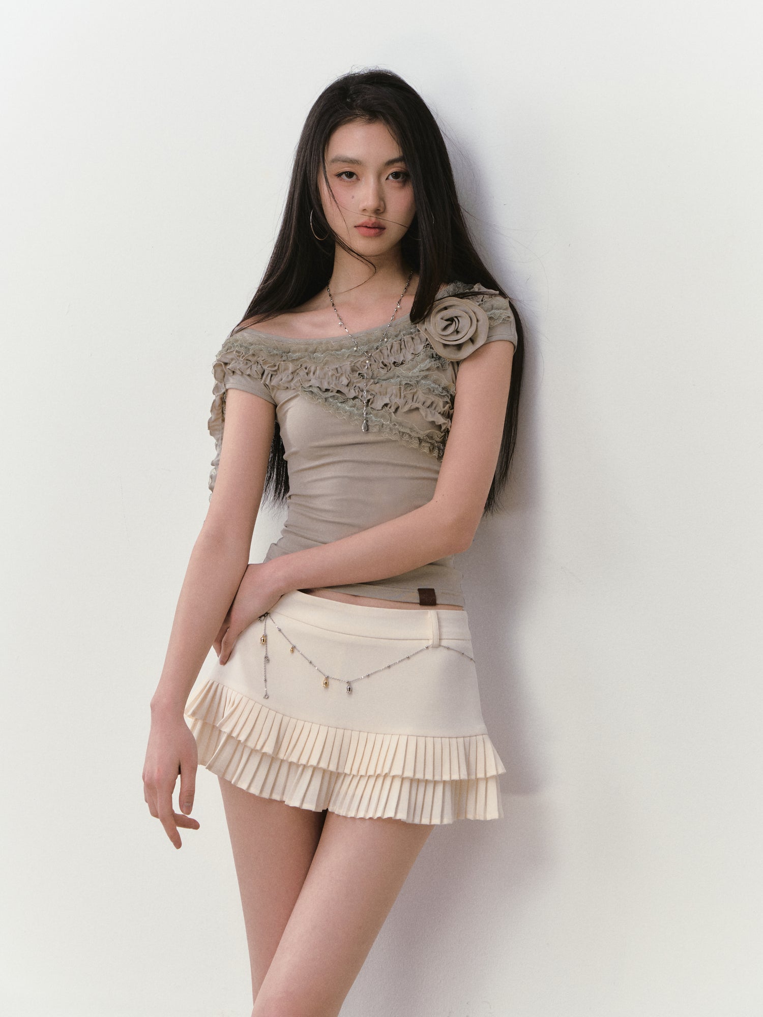 VIA PITTI VIABS307 Low waist pleated skirt (2color)