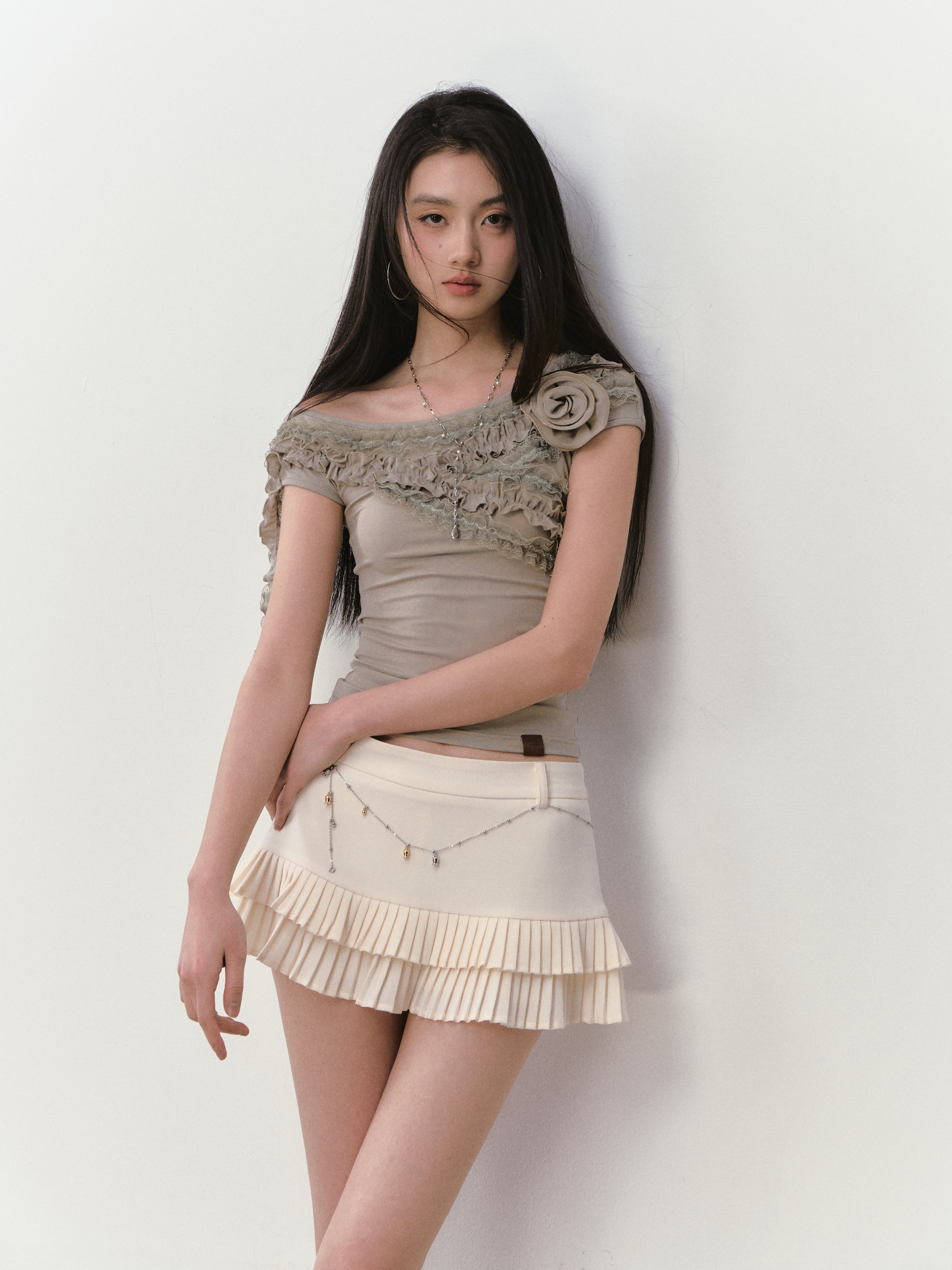 VIA PITTI VIABS307 Low waist pleated skirt (2color)