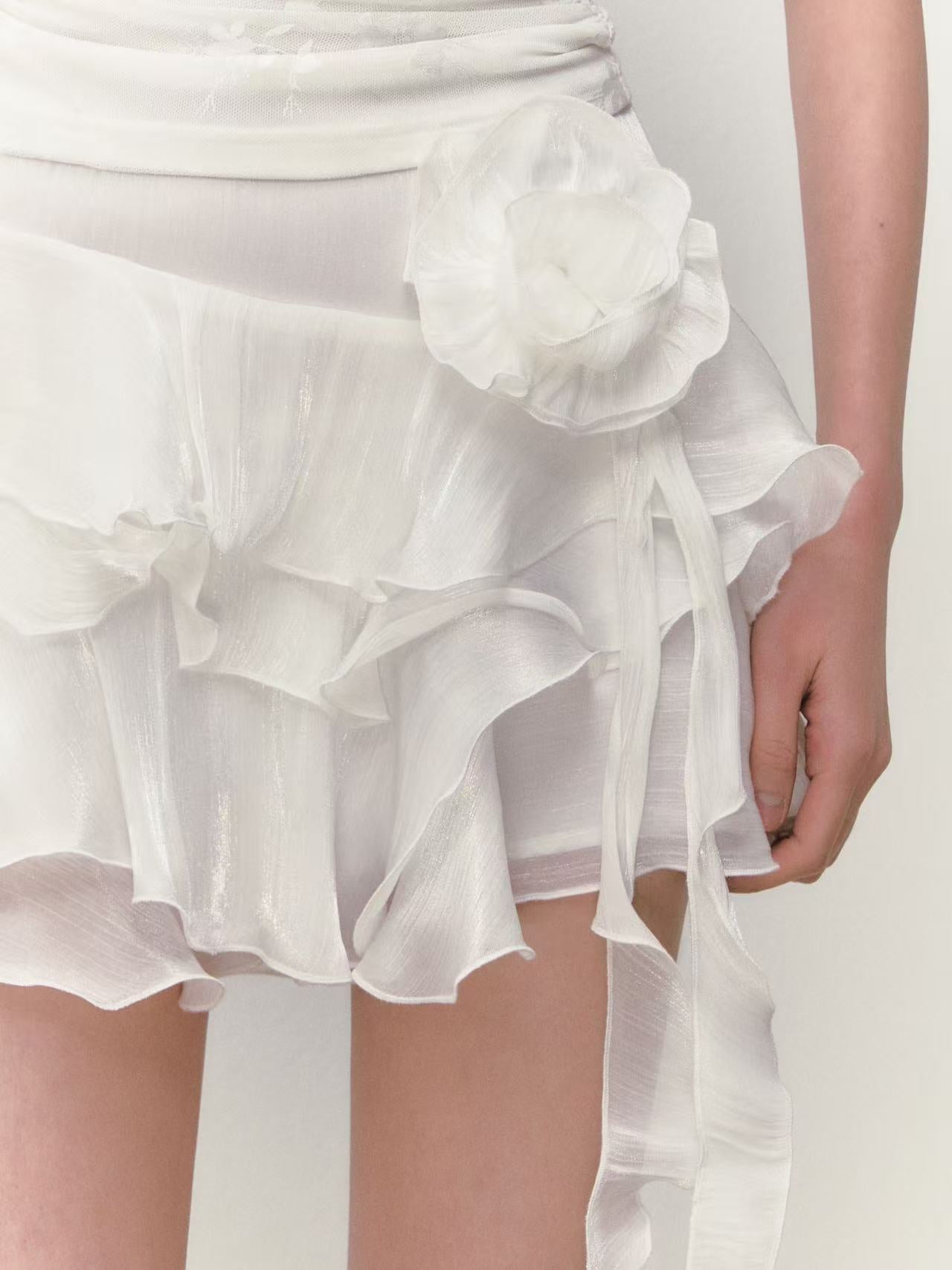VIA PITTI Strapless Tiered Top VIABTP285 + Floral Skirt VIABS289 Set (2 color)