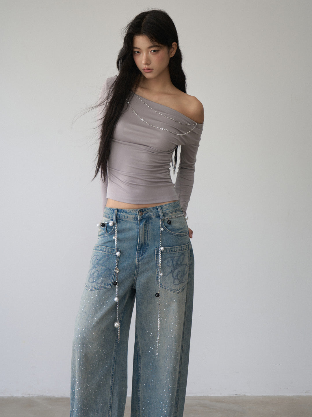 VIA PITTI VIABTP472 One shoulder chain design top
